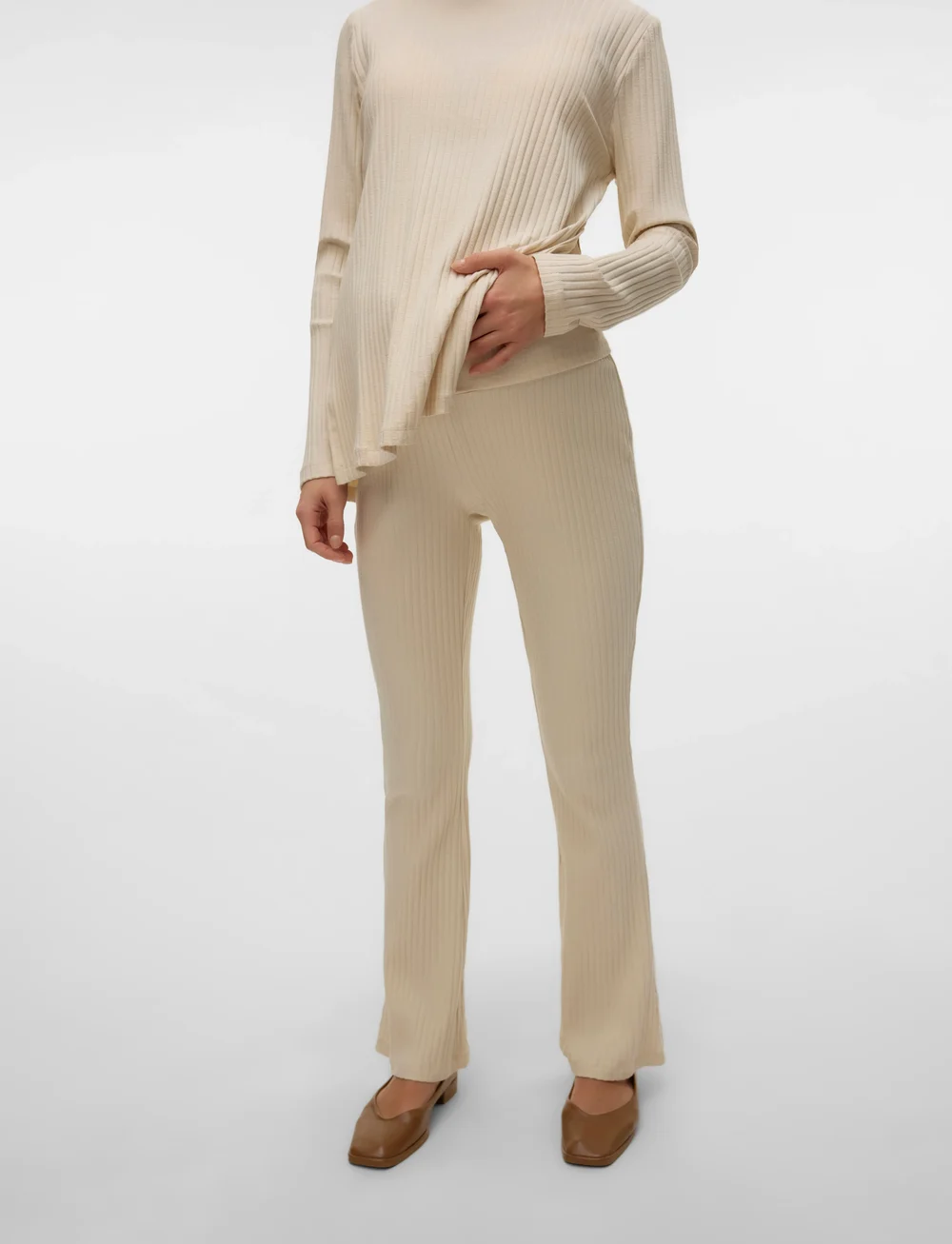 Mamalicious - MLBEYSA FLARED JRS PANTS 2F - bas - birch - 0