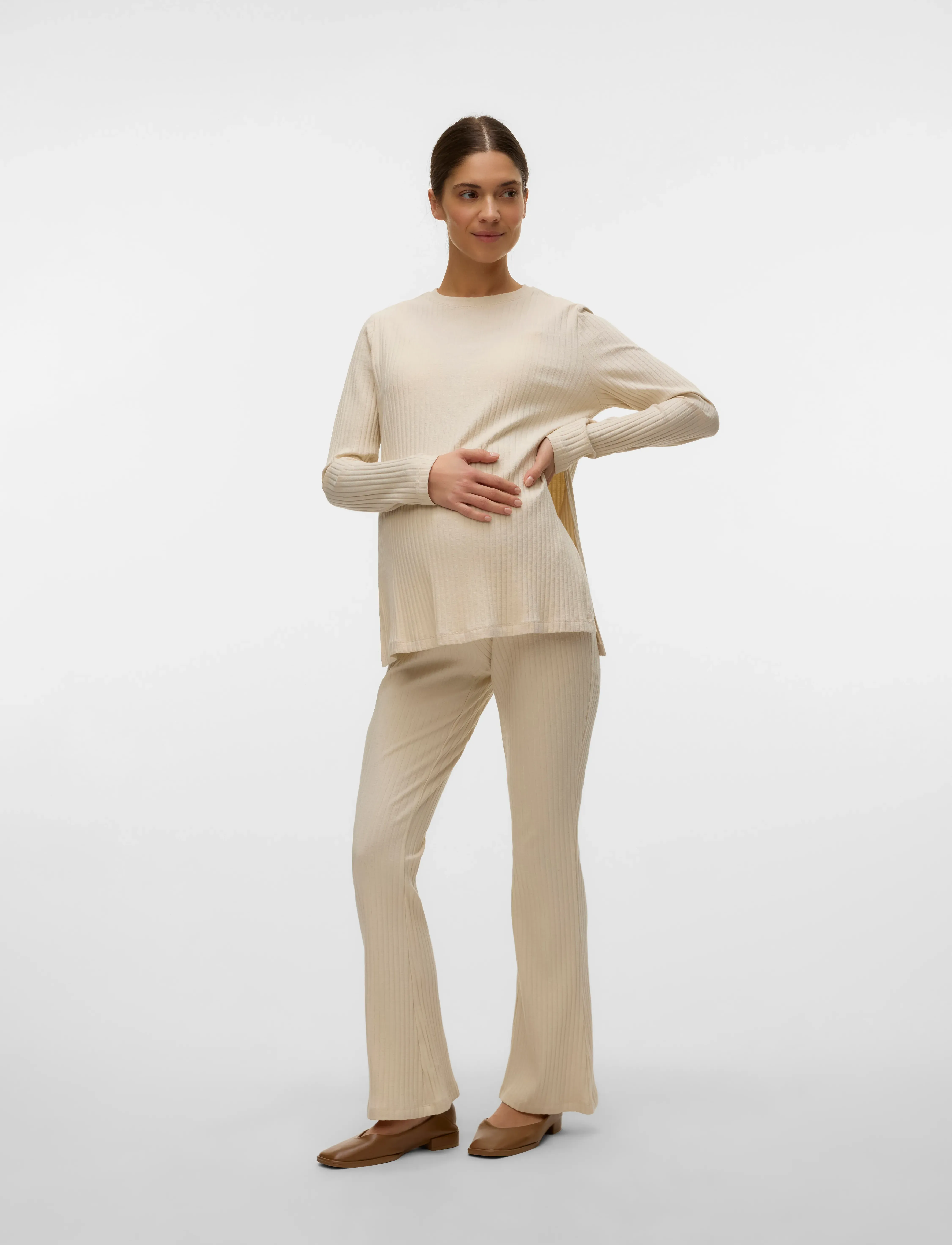 Mamalicious - MLBEYSA FLARED JRS PANTS 2F - birch - 4