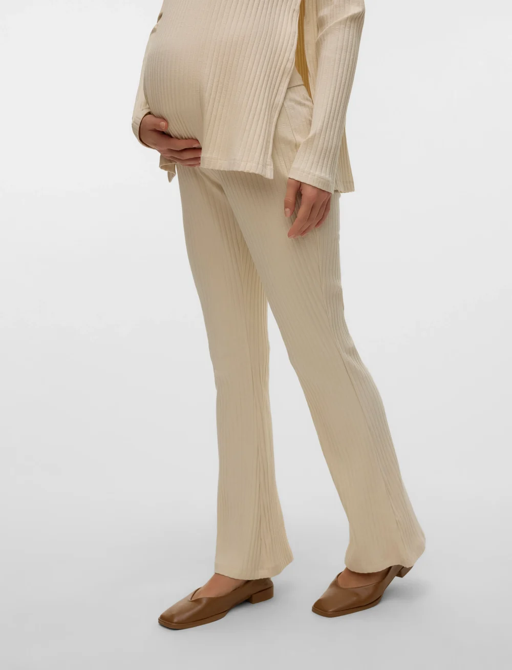 Mamalicious - MLBEYSA FLARED JRS PANTS 2F - bas - birch - 5