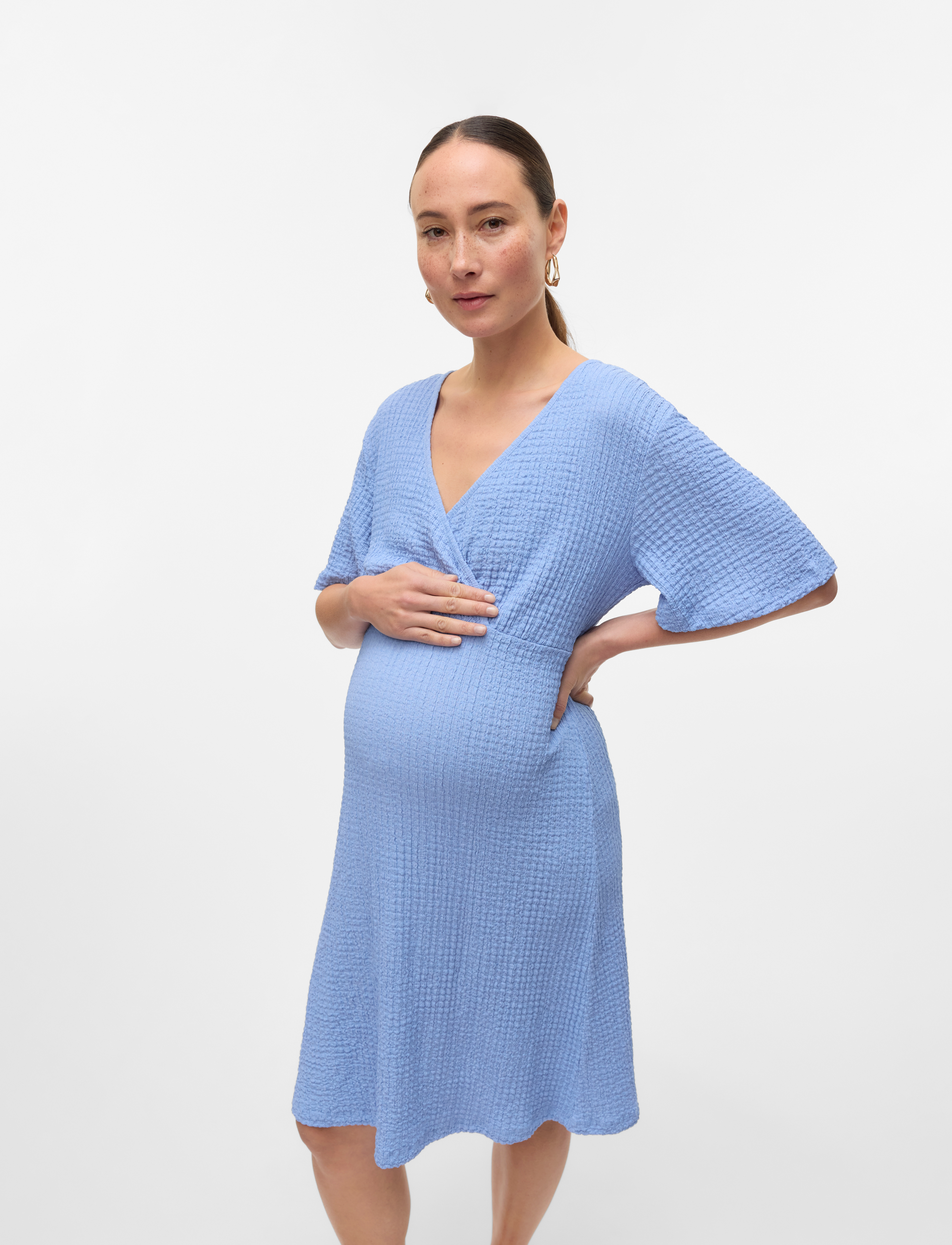 Mamalicious Mlnova Tess 24 Jrs Abk Dress 2F, Kvinder, Graviditets Slå Om Kjole, Blå, Str: XXL