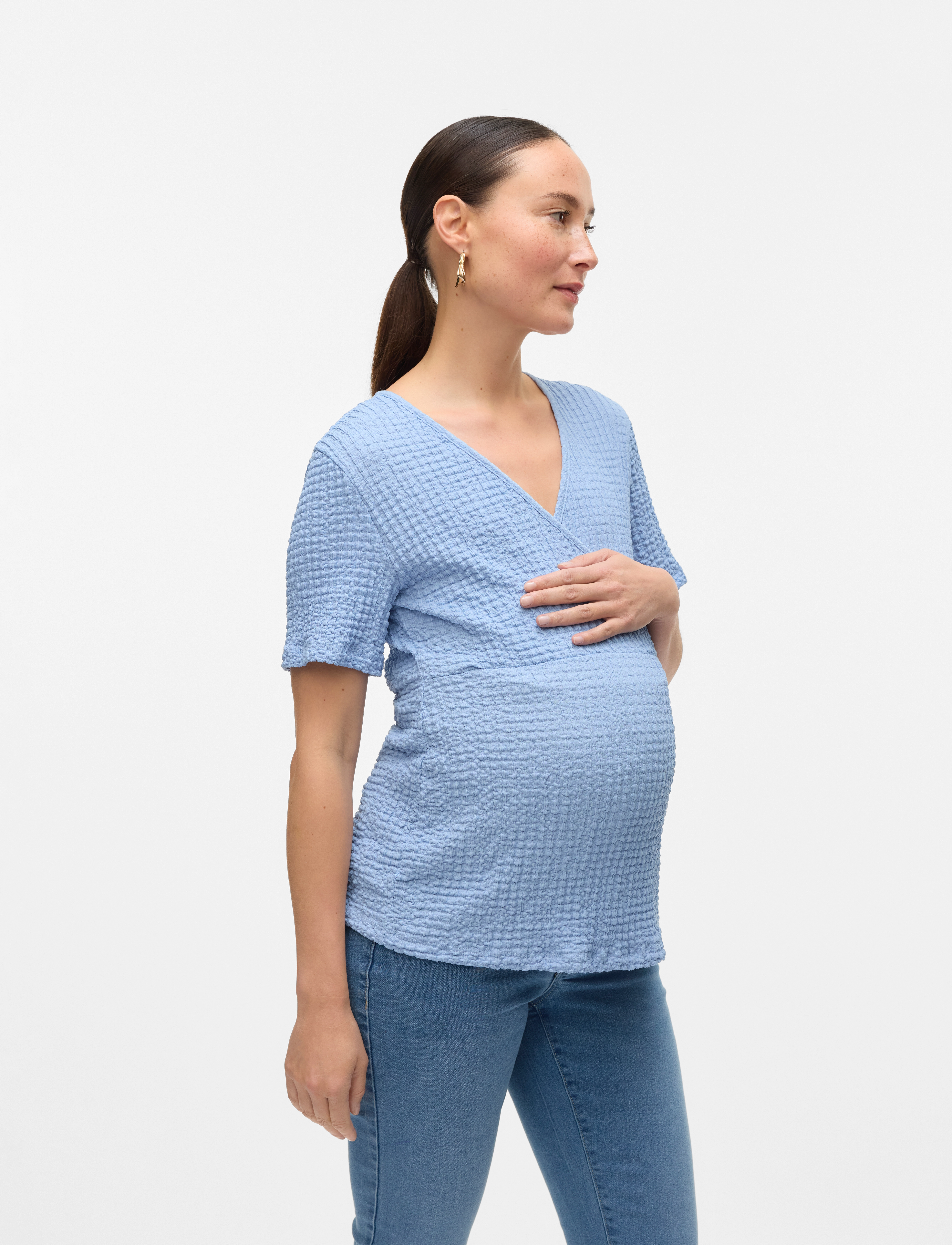 Mamalicious - MLNOVA TESS SS JRS TOP 2F - kurzämlige blusen - bel air blue - 5