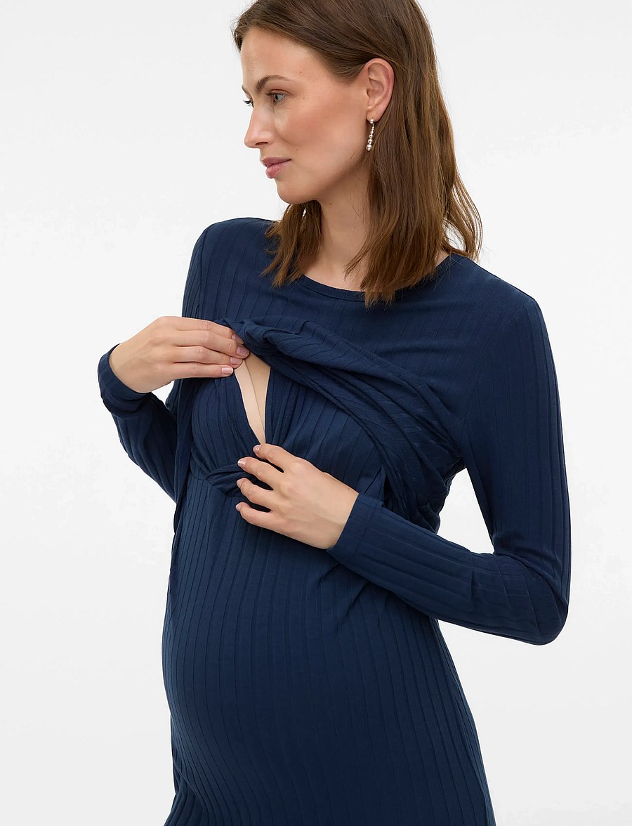 Mamalicious - MLLUCY JUNE LS JRS MIDI DRESS 2F - strickkleider - navy blazer - 3