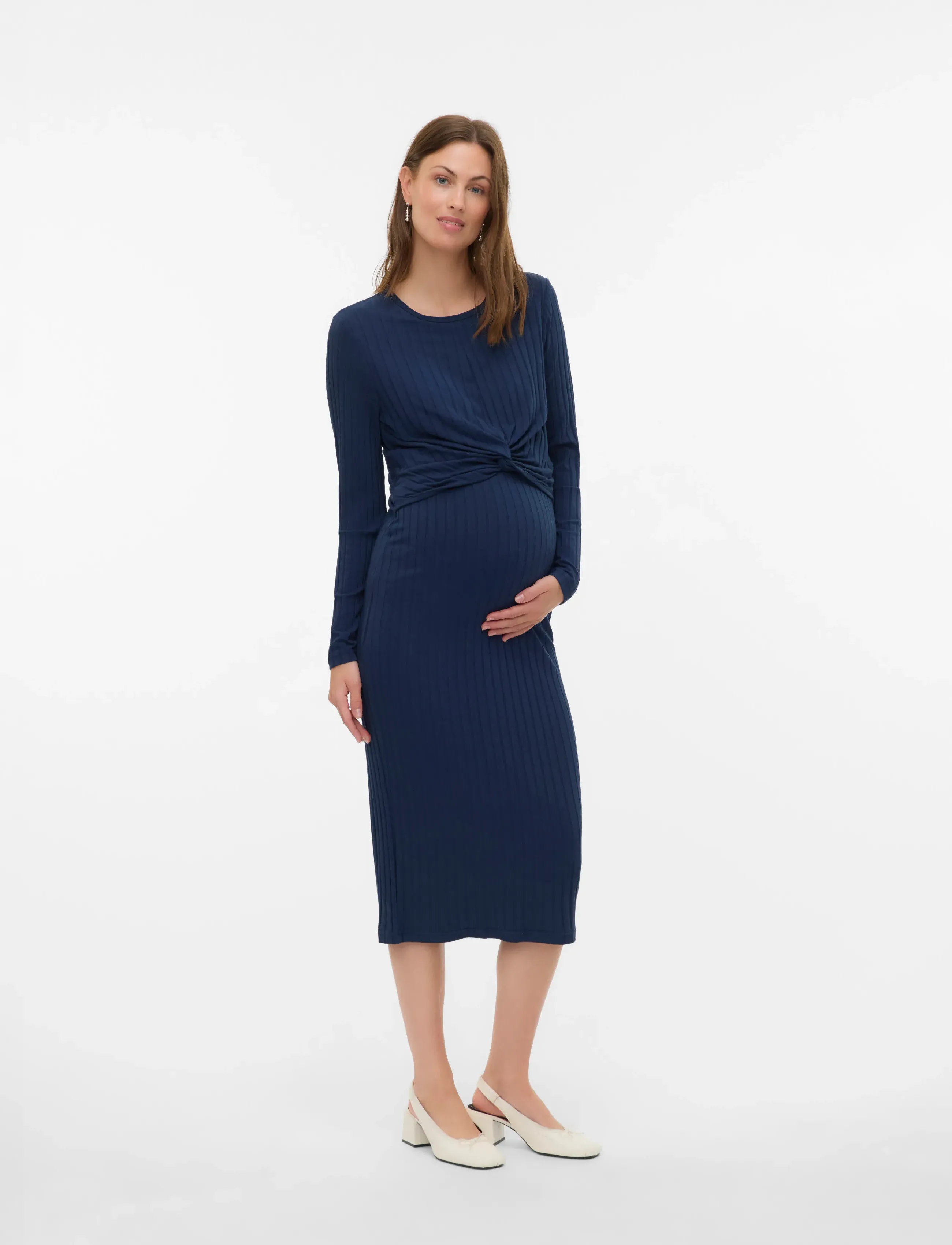 Mamalicious - MLLUCY JUNE LS JRS MIDI DRESS 2F - strickkleider - navy blazer - 4