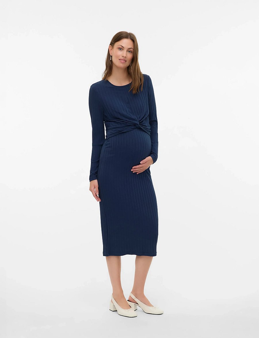 Mamalicious - MLLUCY JUNE LS JRS MIDI DRESS 2F - strickkleider - navy blazer - 4