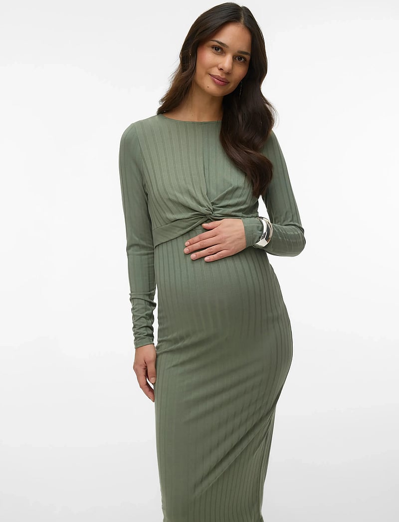 Mamalicious - MLLUCY JUNE LS JRS MIDI DRESS 2F - knitted dresses - sea spray - 0