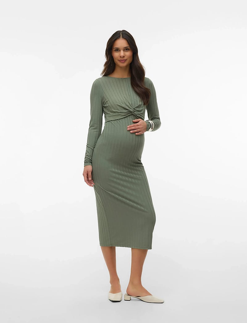 Mamalicious - MLLUCY JUNE LS JRS MIDI DRESS 2F - knitted dresses - sea spray - 5