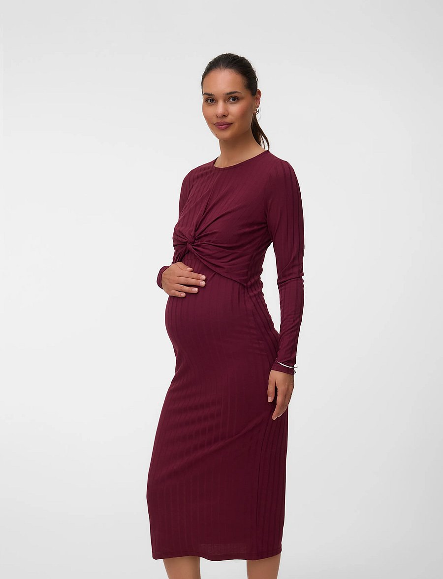 Mamalicious - MLLUCY JUNE LS JRS MIDI DRESS 2F - windsor wine - 0