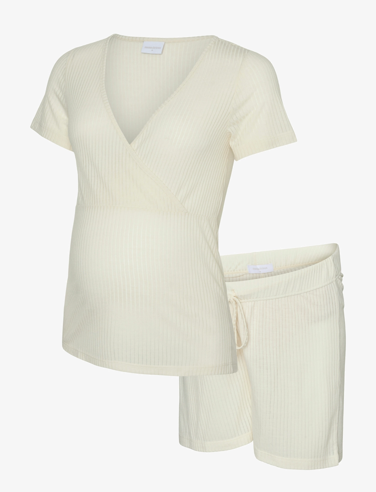MAMALICIOUS Mlpansy Lia Ss Jrs Pyjamas Set 2F Cream - XS - Damen