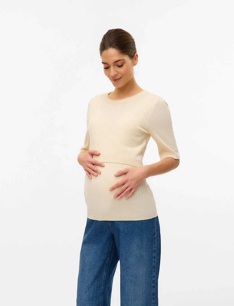 Mamalicious - MLNEWSIV JUNE 2/4 KNIT TOP 2F - overdele - birch - 4