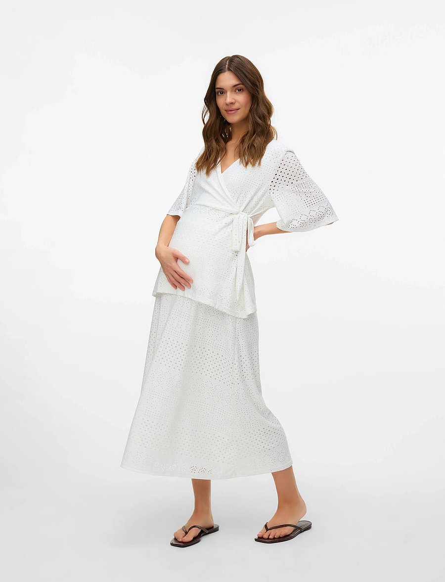 Mamalicious - MLANGIA JRS MIDI SKIRT HW - nederdelar - snow white - 4