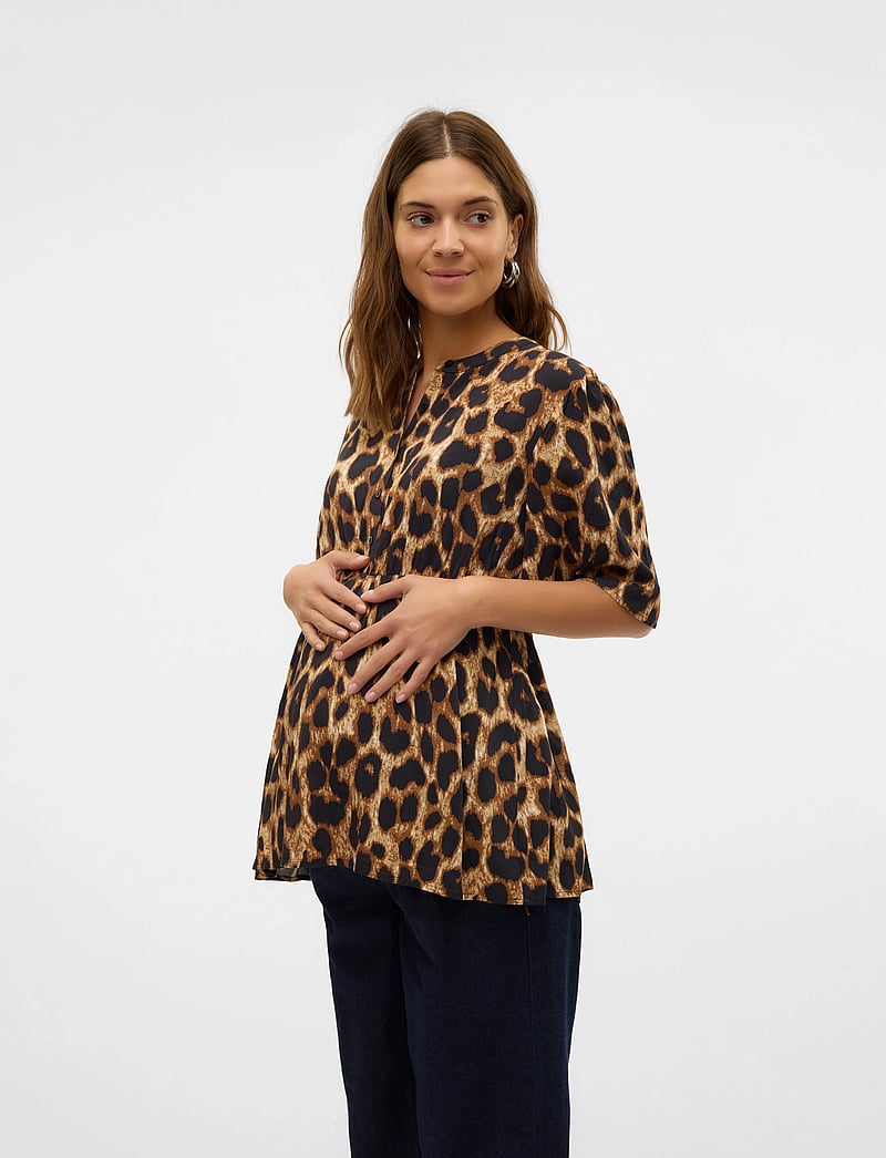 Mamalicious - MLNALENE LIA 24 WO TOP - kortärmade blusar - black - 4