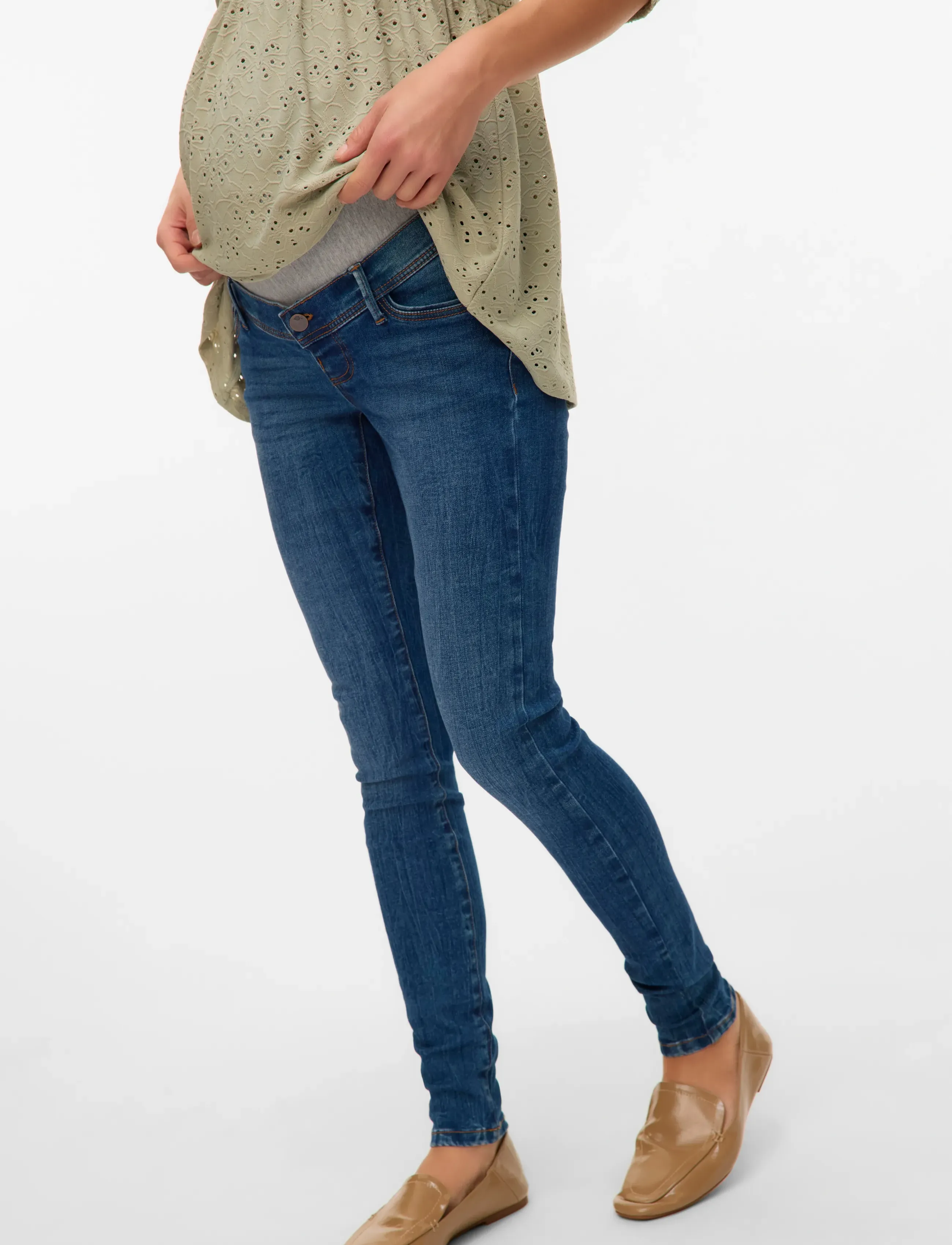 Mamalicious MLVANCOUVER SLIM DARK BLUE JEANS - nederdelar - dark blue denim - Mammakläder - DARK BLUE DENIM / blue