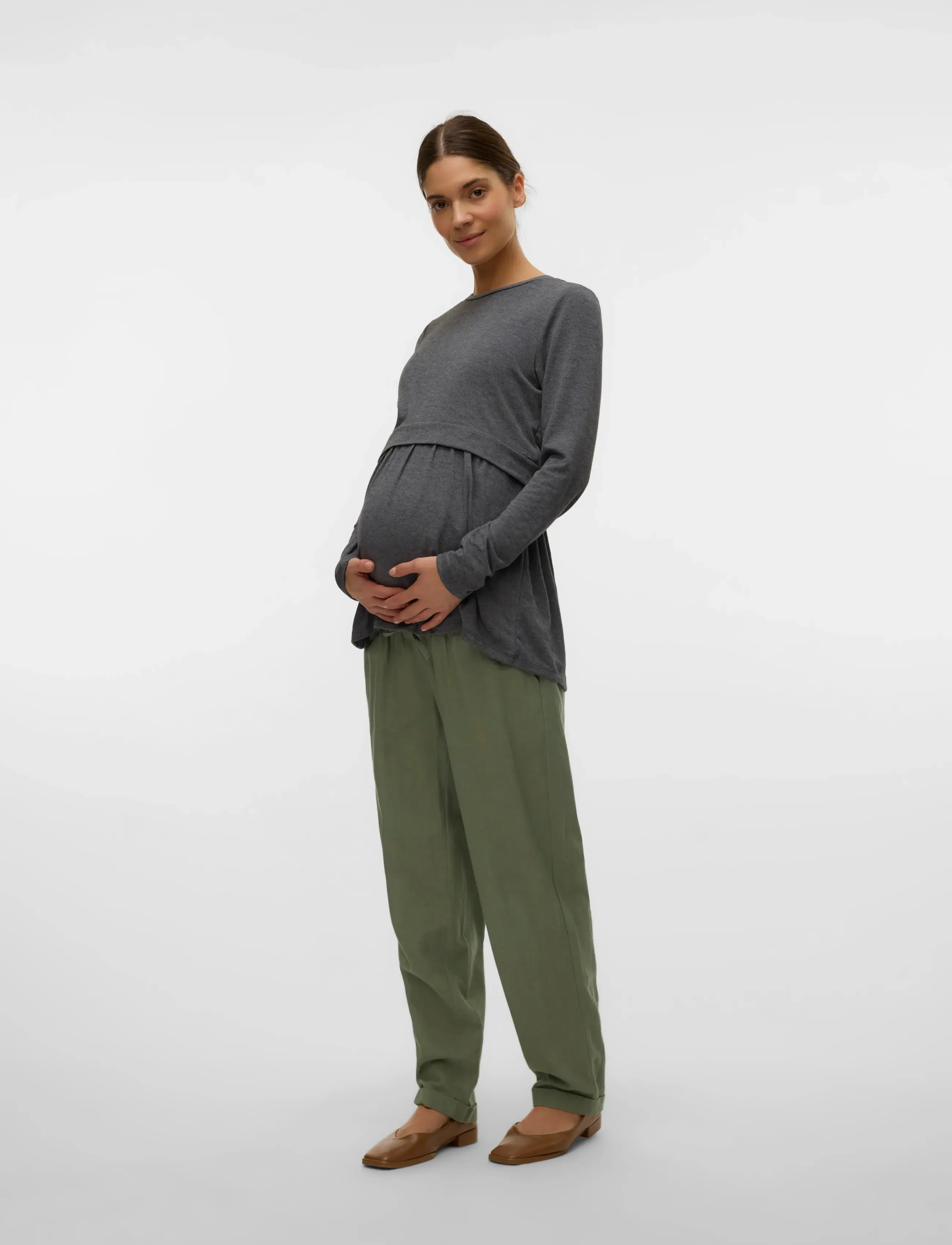 Mamalicious - MLPETRA WO STRING  PANT - slim fit hosen - sea spray - 4