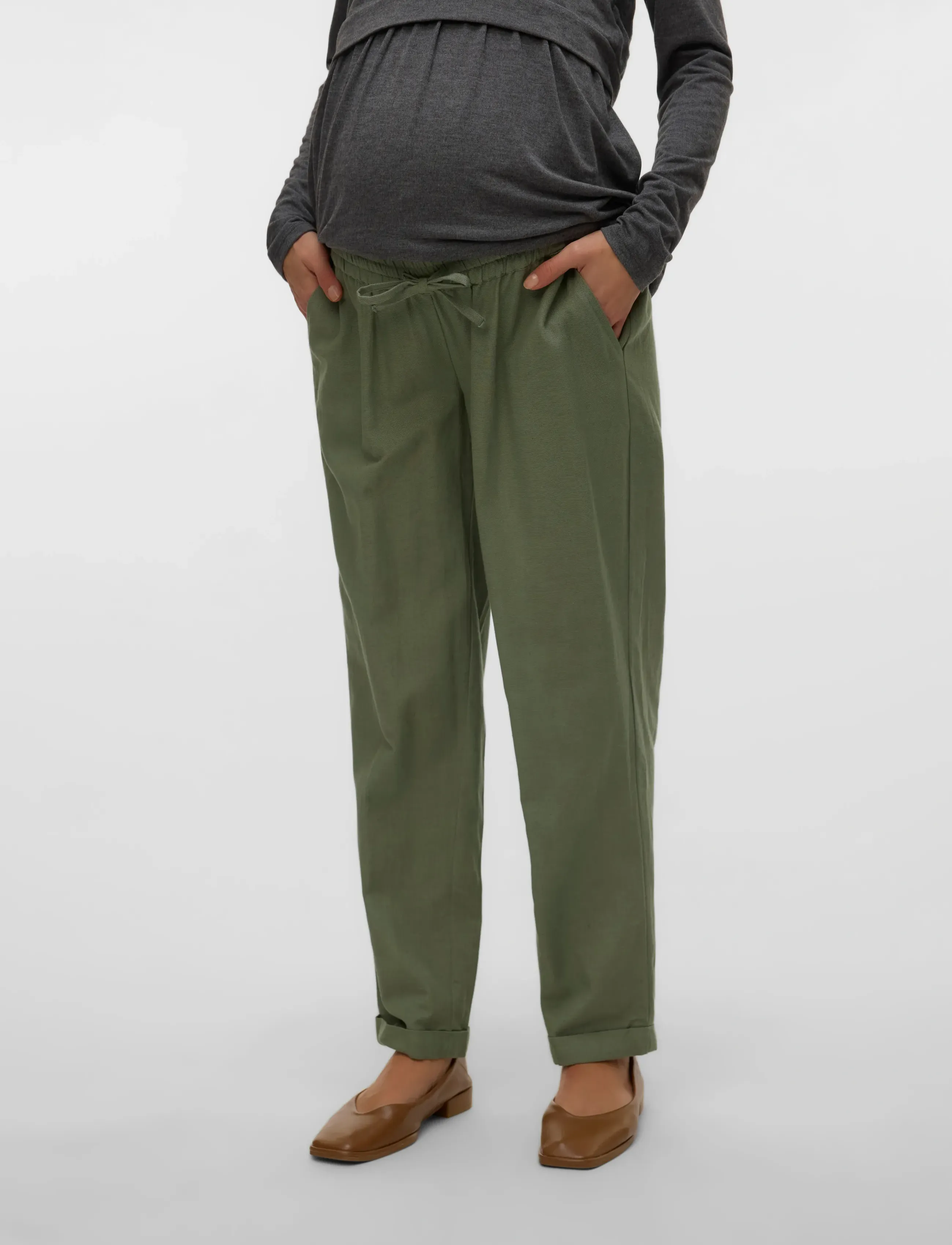 Mamalicious - MLPETRA WO STRING  PANT - slim fit hosen - sea spray - 5