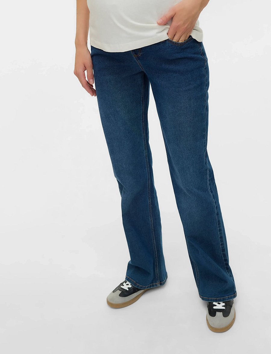 Mamalicious - MLEDINA FLARED DB JEANS NOOS - püksid - dark medium blue denim - 0