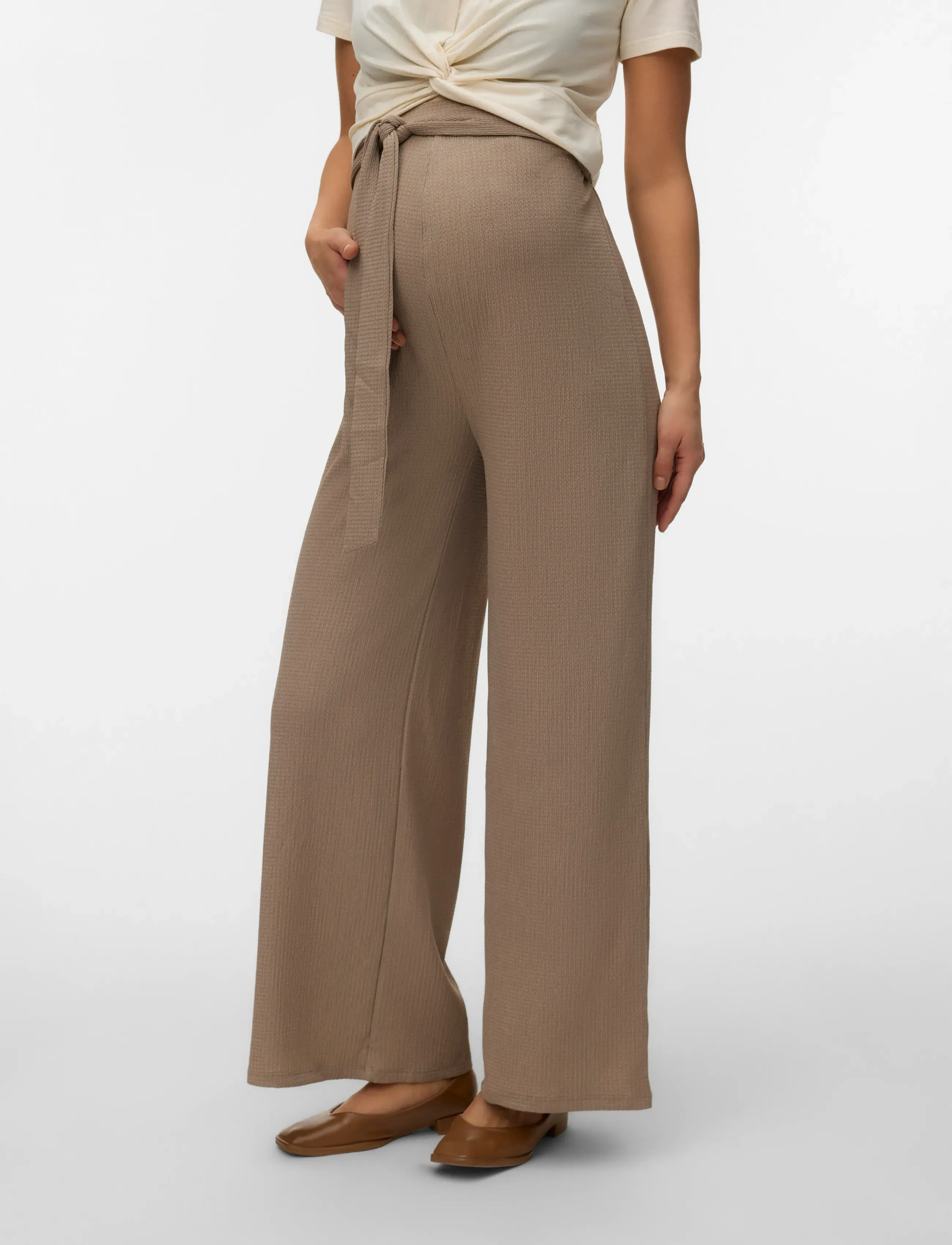 Mamalicious MLSELIMA WIDE JRS PANTS HW - Riided - MOON ROCK / brown