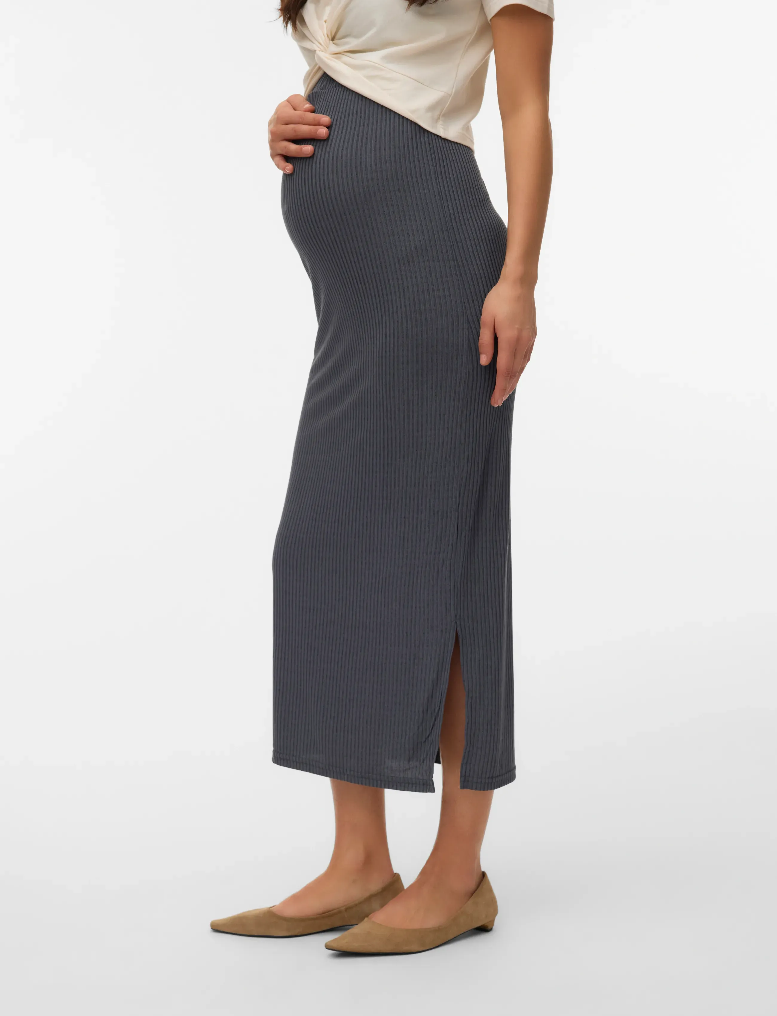 Mamalicious MLANLI JRS MAXI SKIRT HW - Röcke - MAGNET / grey
