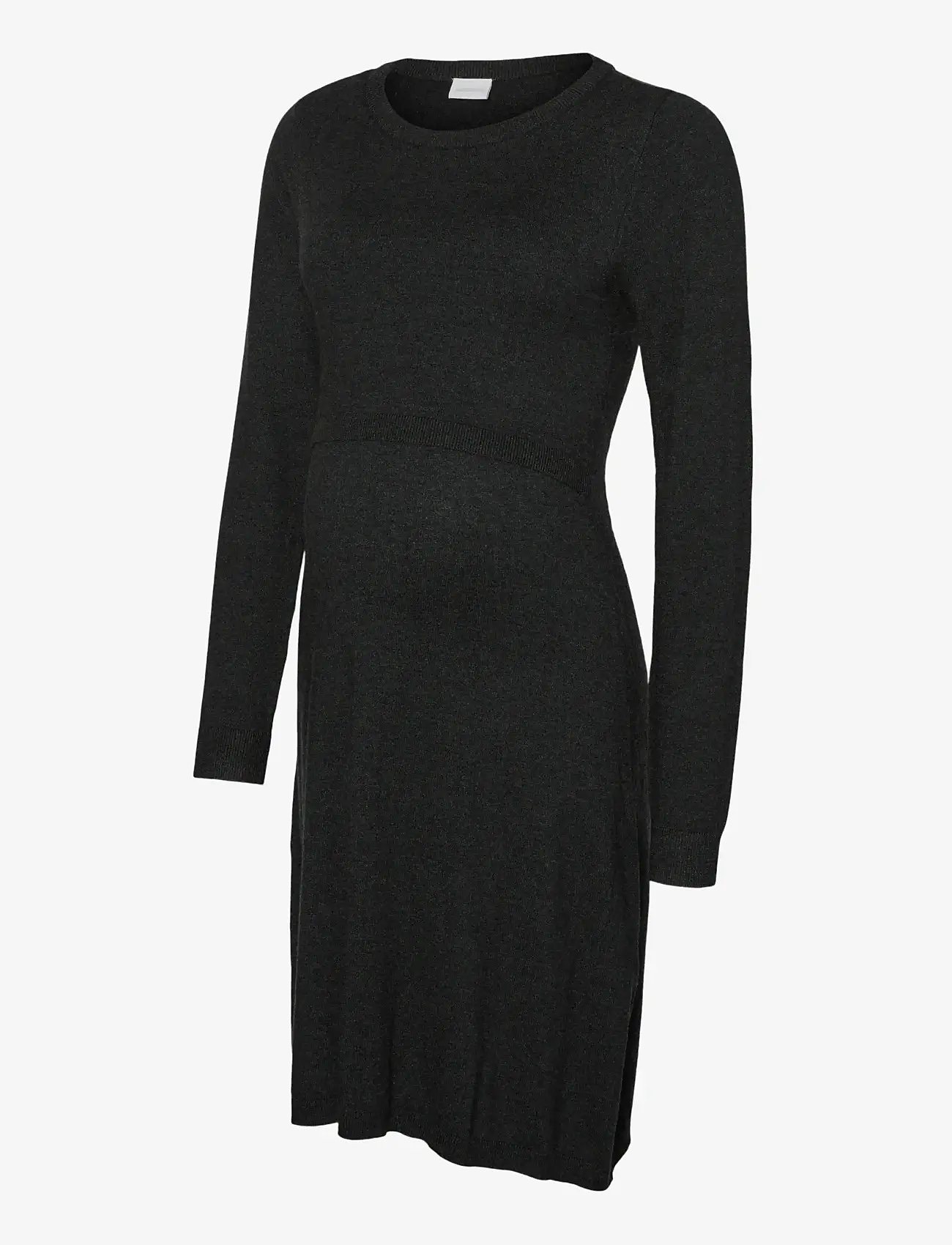 Mamalicious - MLMONICA JUNE L/S ABK DRESS 2F - t-shirtklänningar - dark grey melange - 1