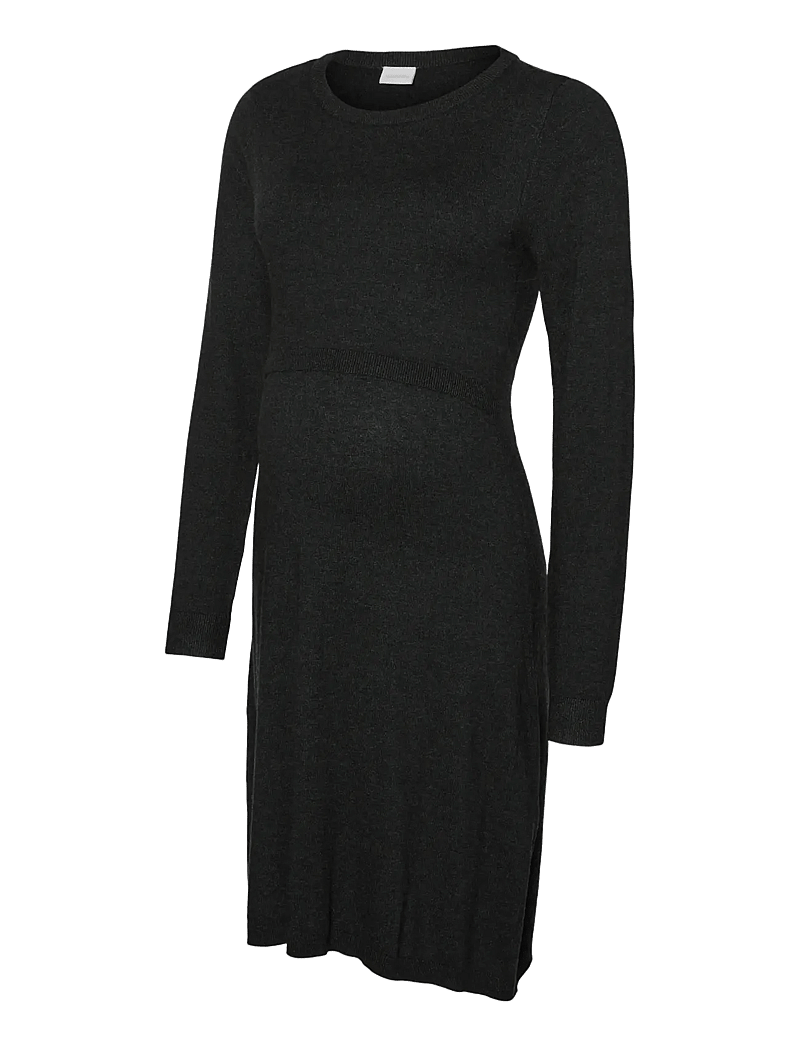 Mamalicious - MLMONICA JUNE L/S ABK DRESS 2F - t-shirtklänningar - dark grey melange - 1
