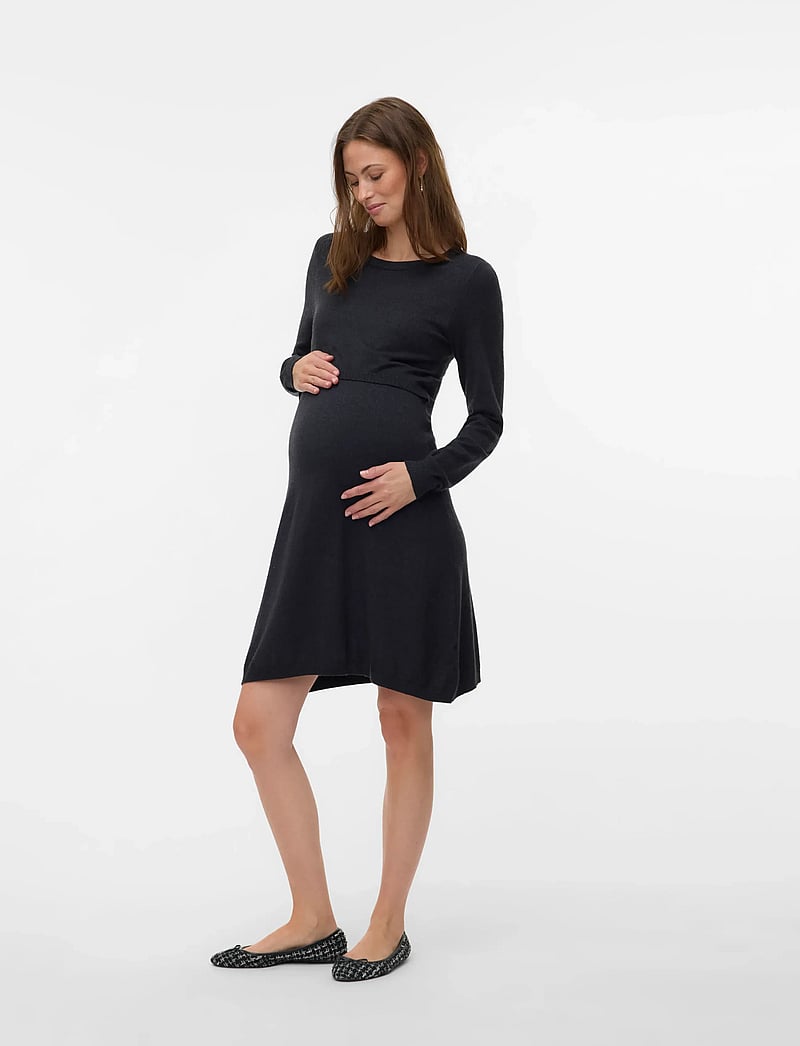 Mamalicious - MLMONICA JUNE L/S ABK DRESS 2F - t-shirtklänningar - dark grey melange - 3