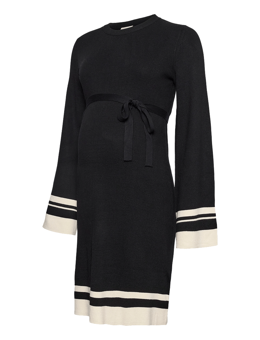Mamalicious - MLSOLA L/S KNIT ABK DRESS - knitted dresses - black - 1
