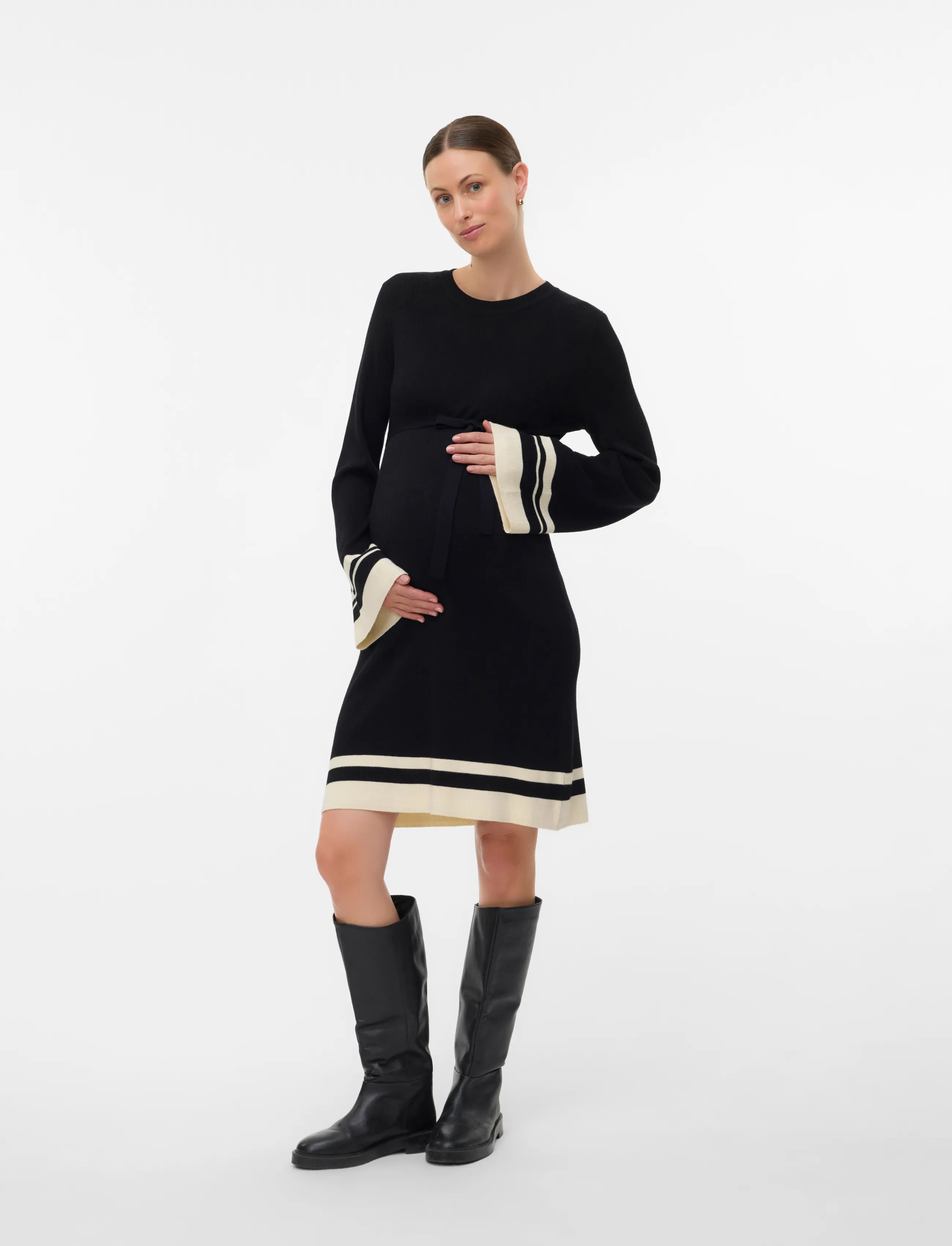 Mamalicious - MLSOLA L/S KNIT ABK DRESS - knitted dresses - black - 3
