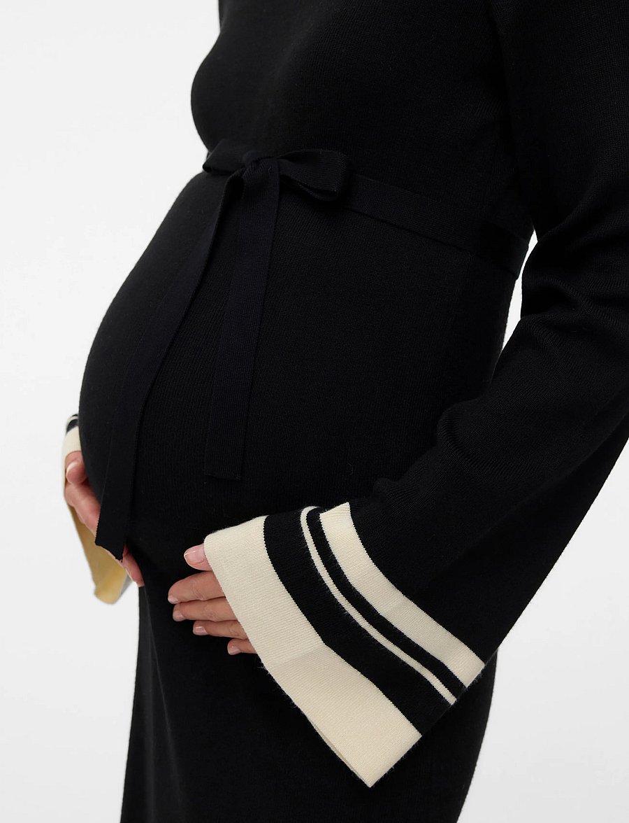 Mamalicious - MLSOLA L/S KNIT ABK DRESS - knitted dresses - black - 4