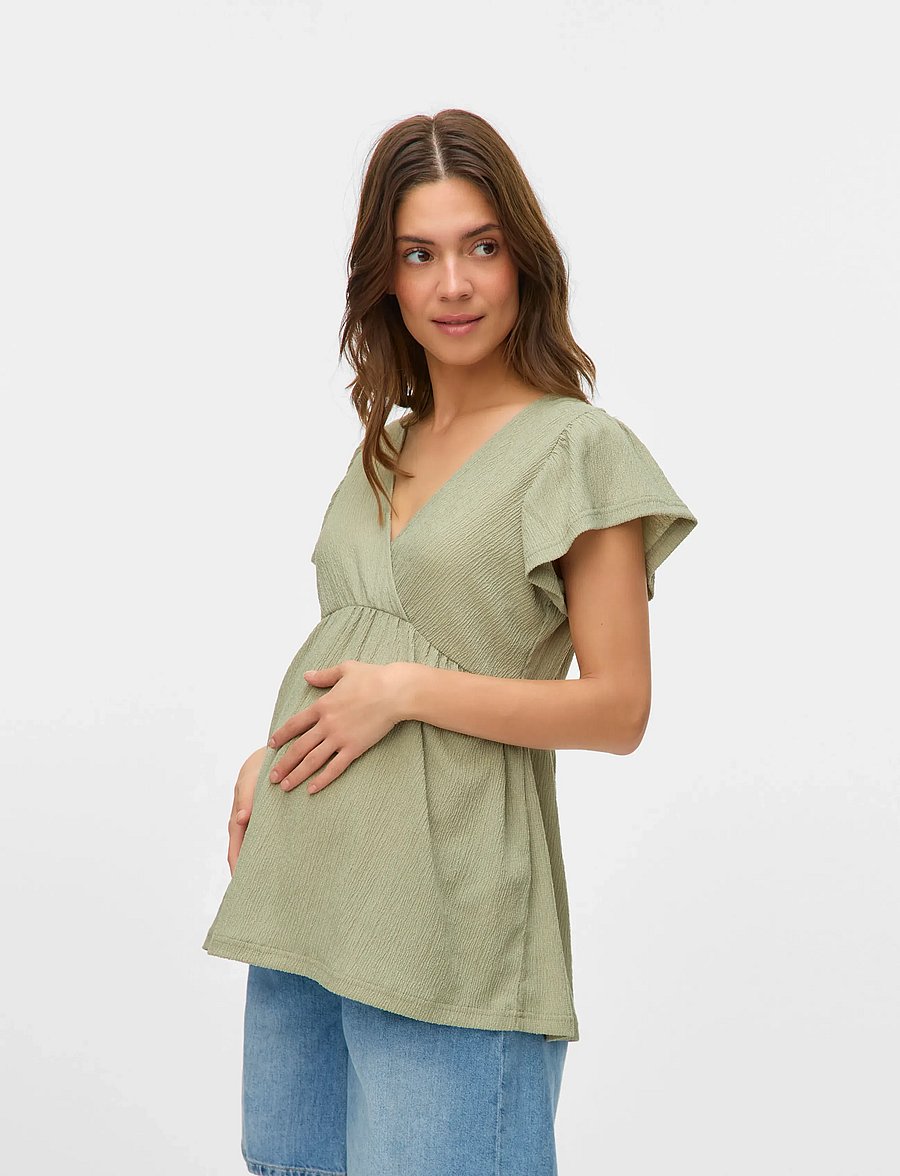 Mamalicious - MLCAILEEN TESS SS JRS TOP 2F - kurzärmelige blusen - tea - 0