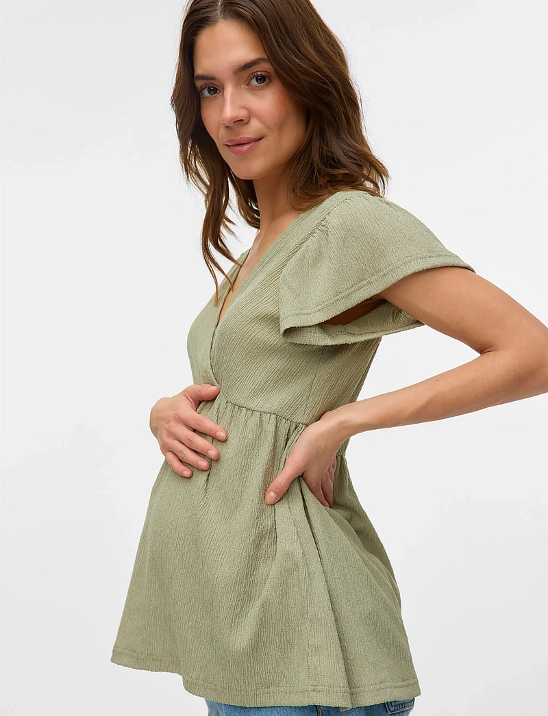 Mamalicious - MLCAILEEN TESS SS JRS TOP 2F - kurzämlige blusen - tea - 4