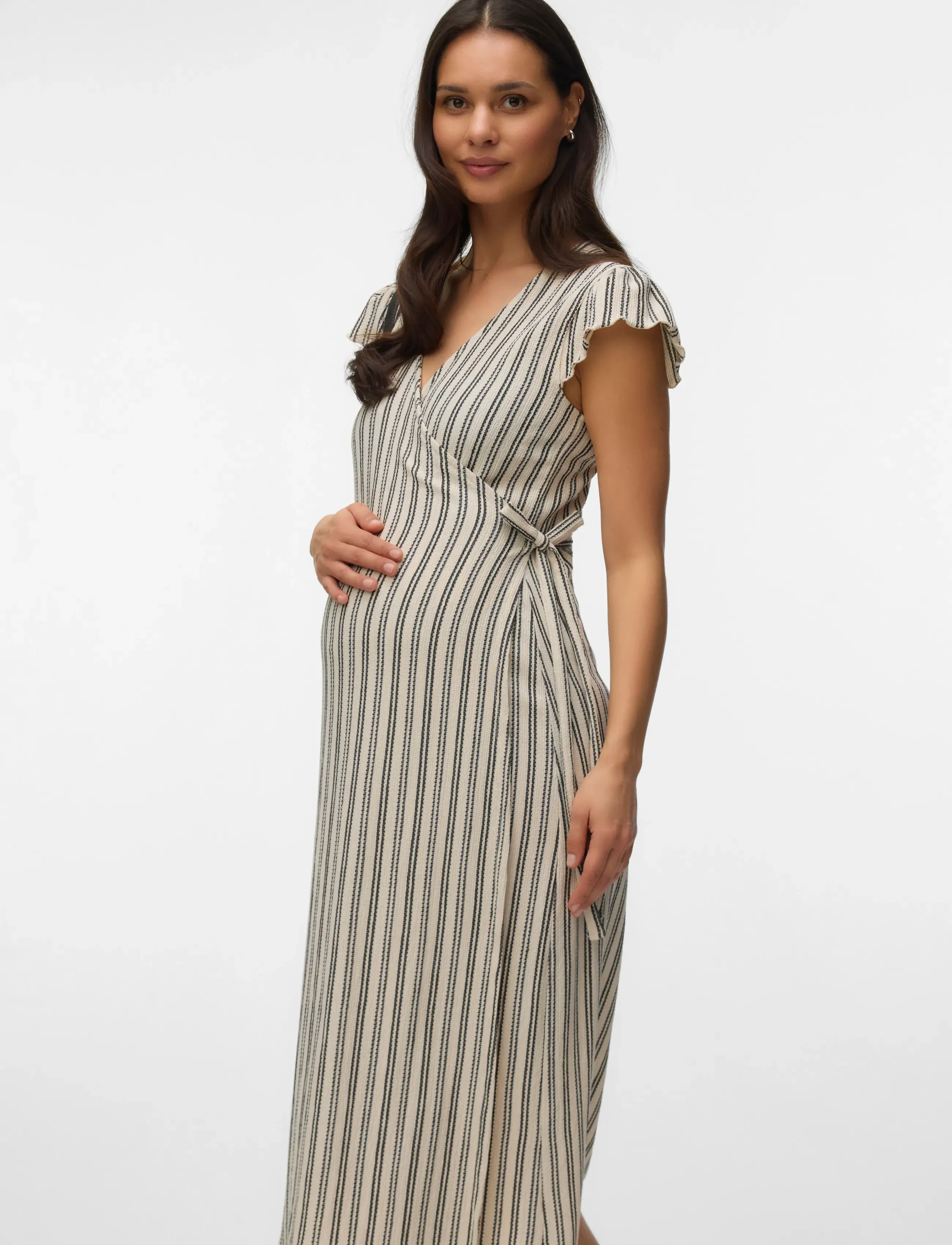 Mamalicious mldiana Tess Cap Wrap Jrs Midi Dress 2F, XS, Cream, Kjoler > Knælange Og Midi, Dame