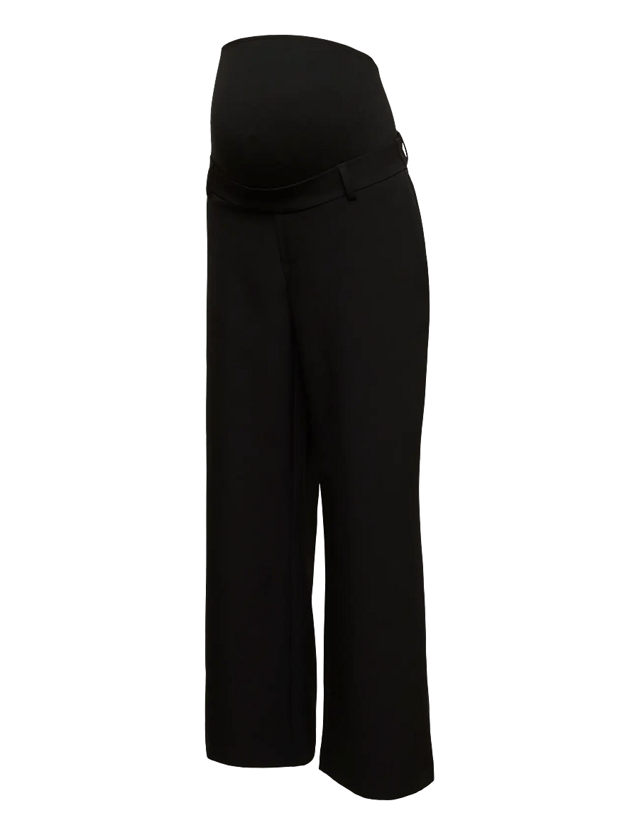 Mamalicious - MLLORA WIDE WO PANT - laia säärega püksid - black - 1