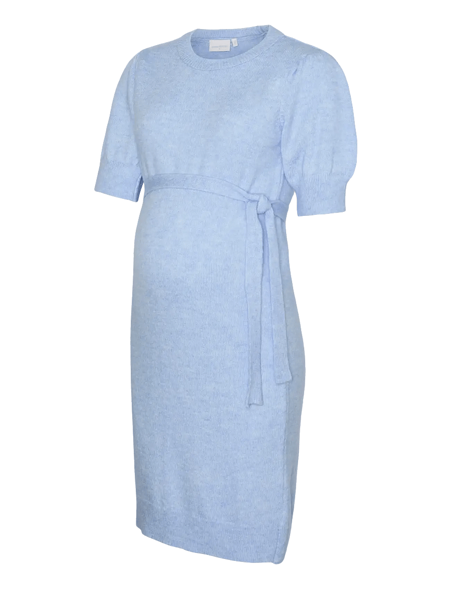 Mamalicious - MLCARMEN 2/4 KNIT ABK DRESS - knitted dresses - brunnera blue - 1