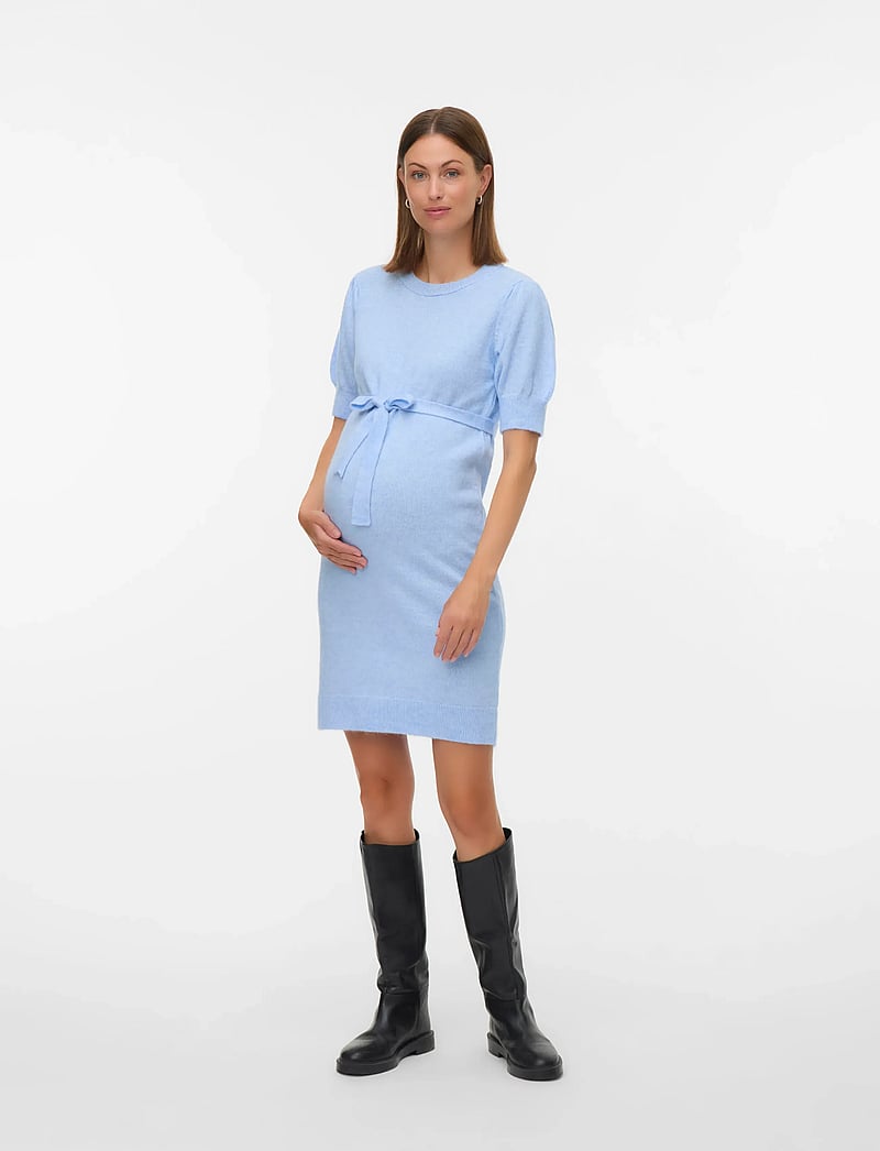 Mamalicious - MLCARMEN 2/4 KNIT ABK DRESS - stickade klänningar - brunnera blue - 3