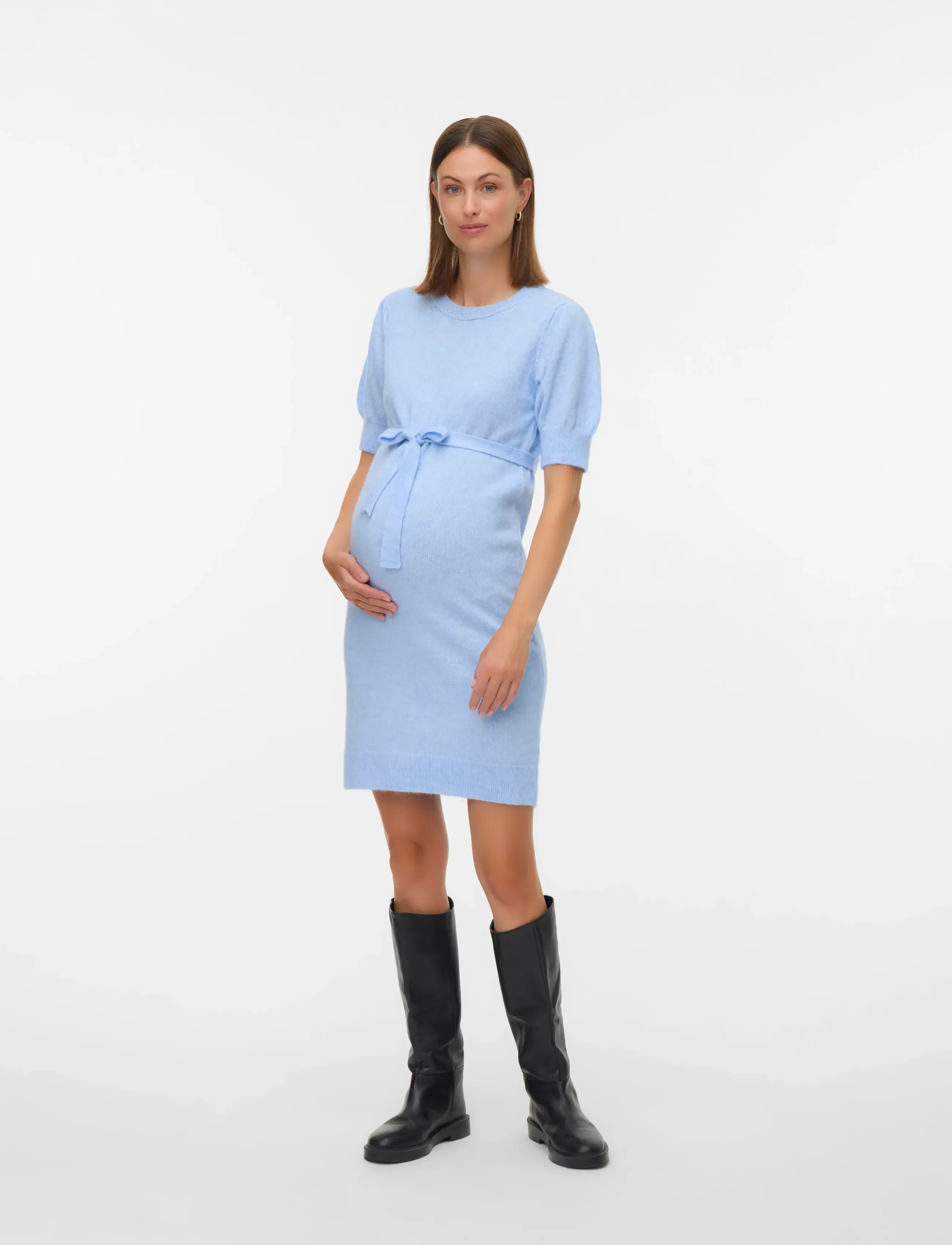 Mamalicious - MLCARMEN 2/4 KNIT ABK DRESS - knitted dresses - brunnera blue - 3