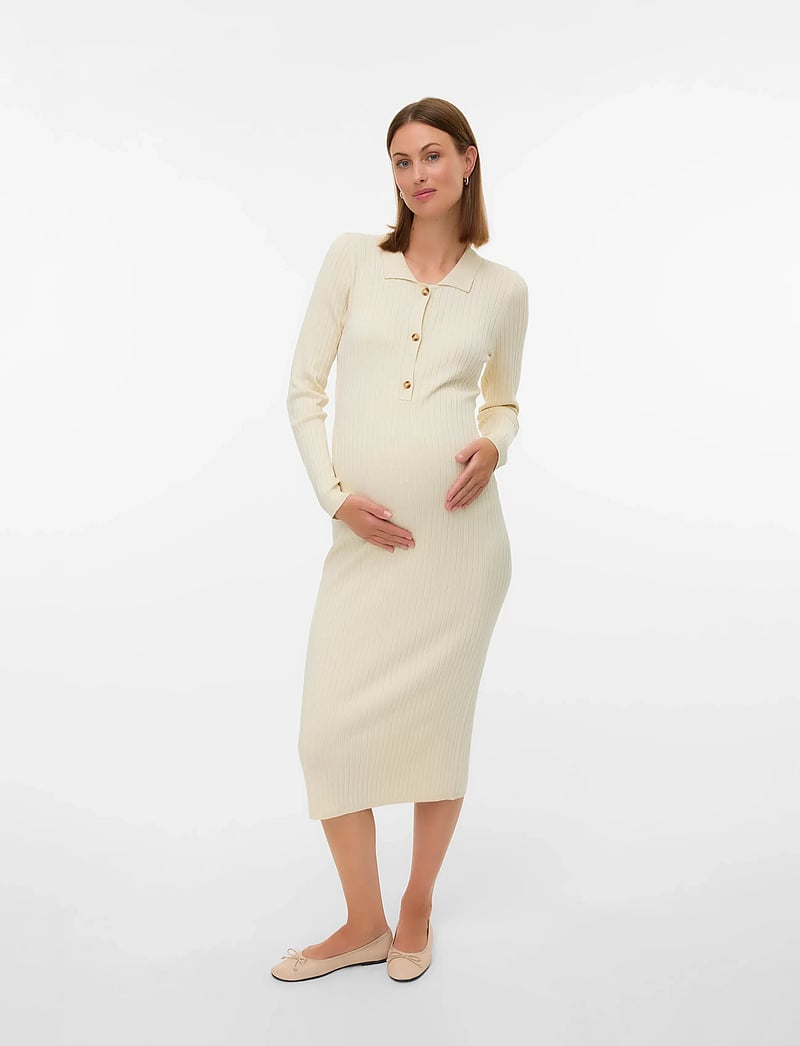 Mamalicious - MLNEWSIV LIA L/S MIDI DRESS 2F NOOS - knitted dresses - birch - 3