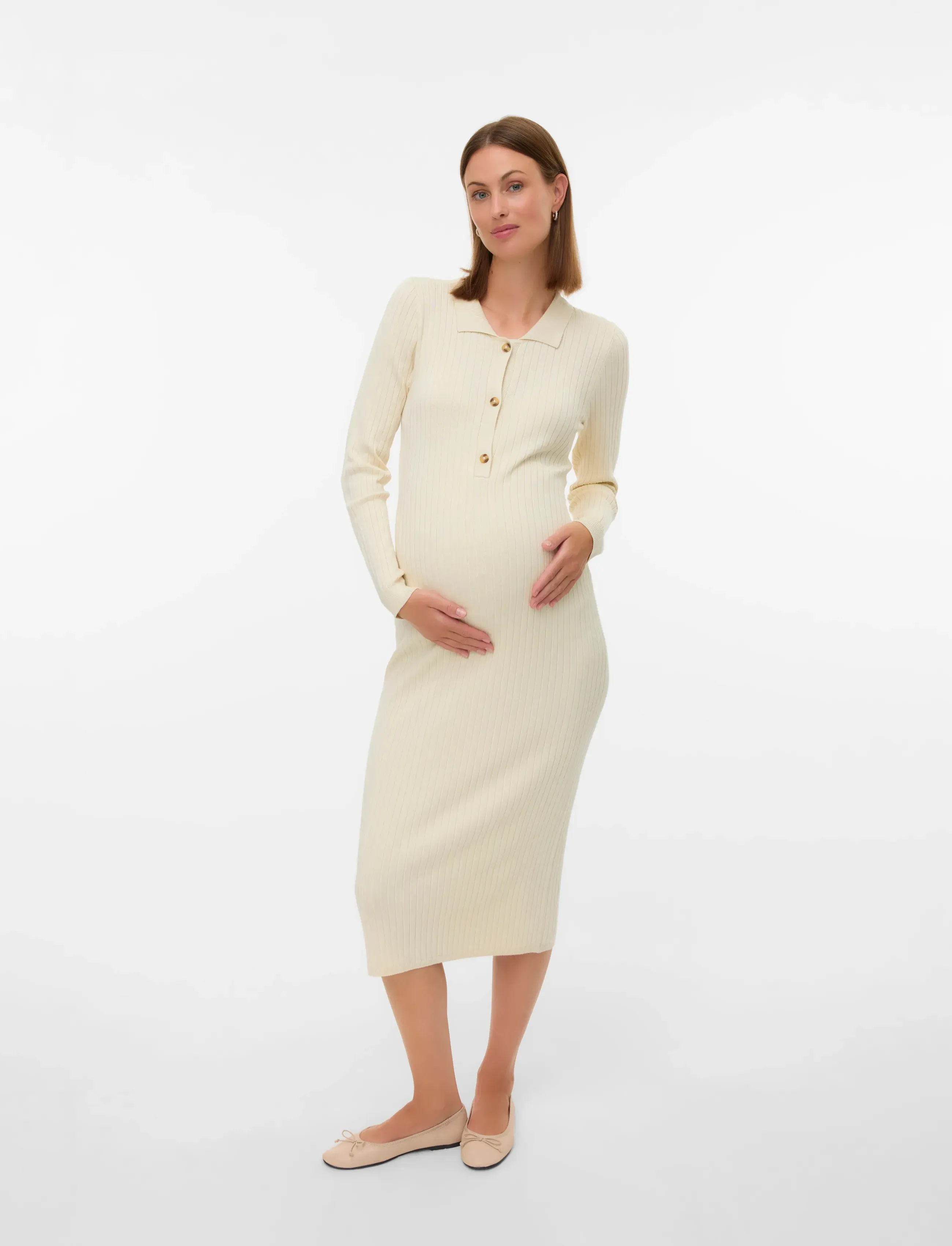Mamalicious - MLNEWSIV LIA L/S MIDI DRESS 2F NOOS - strikkjoler - birch - 3