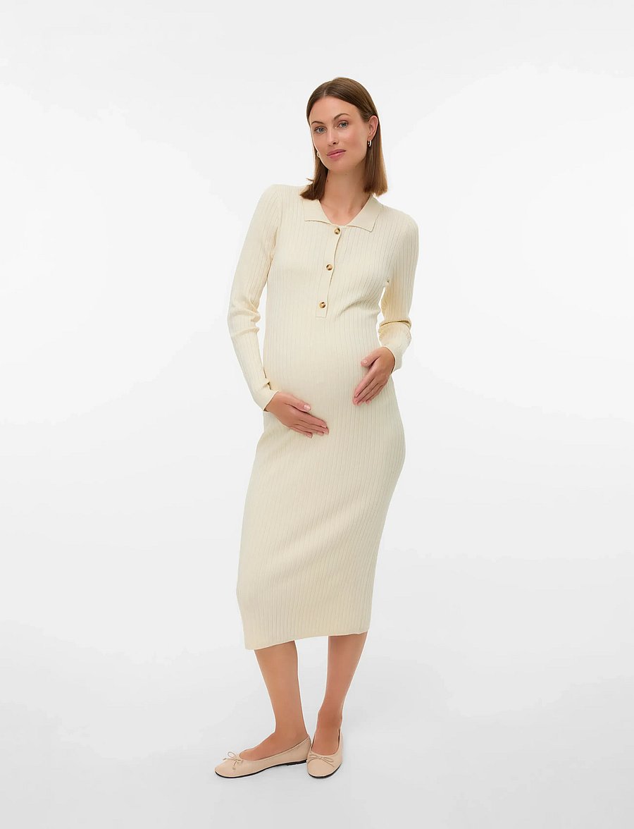 Mamalicious - MLNEWSIV LIA L/S MIDI DRESS 2F NOOS - strikkjoler - birch - 3