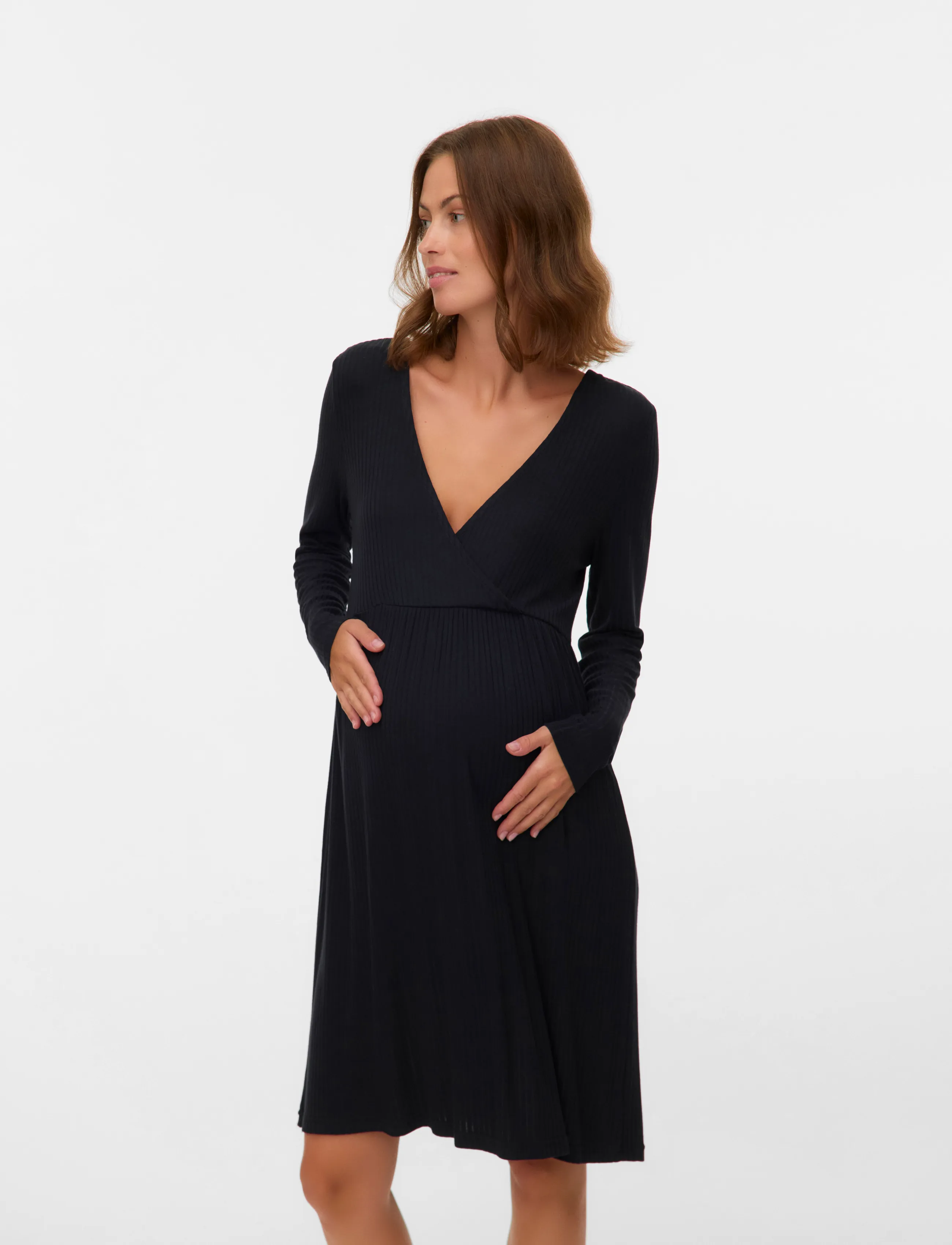 Mamalicious MLTRINITY TESS ABK LS JRS DRESS 2F - Midikleider - BLACK / black