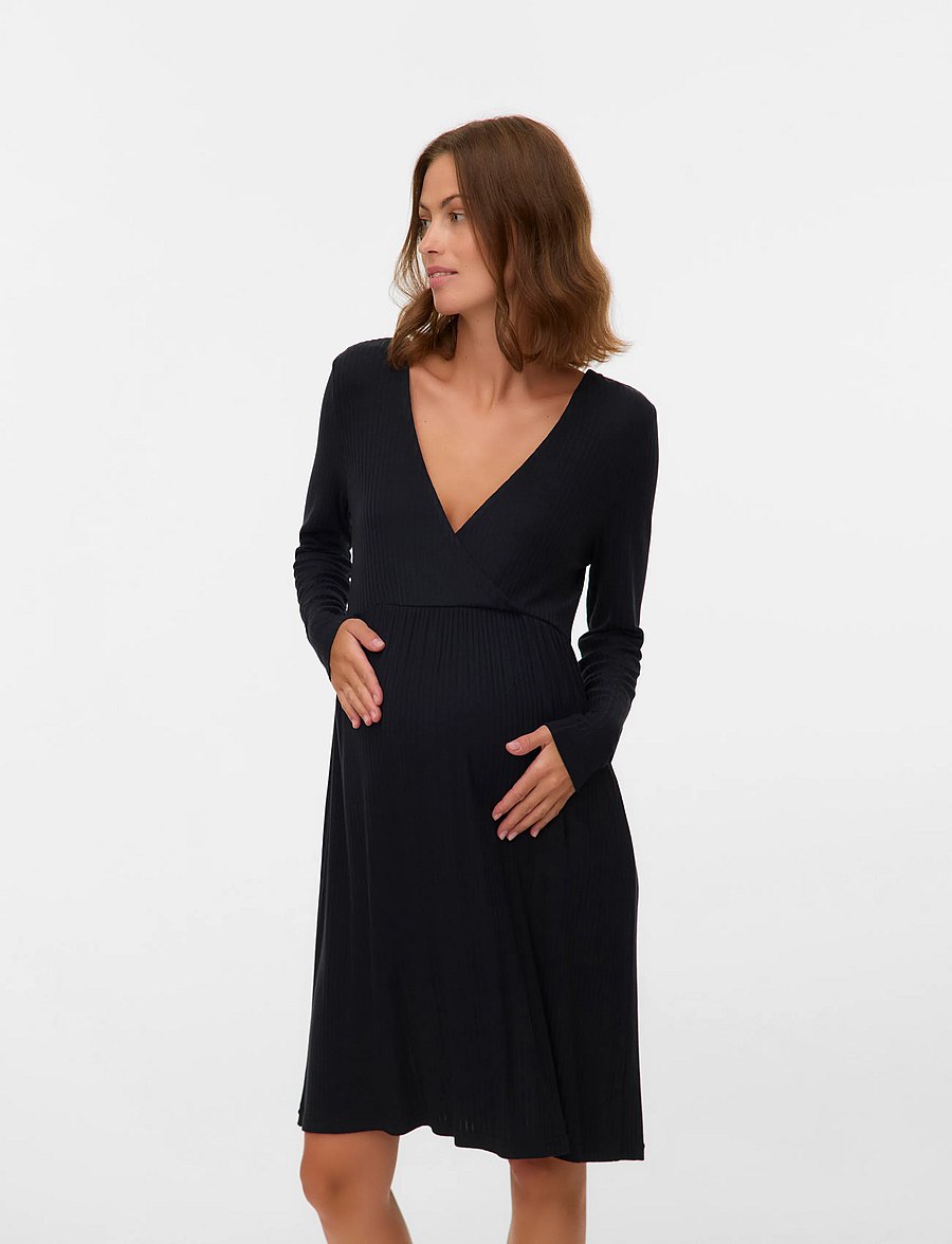 Mamalicious - MLTRINITY TESS ABK LS JRS DRESS 2F - black - 0