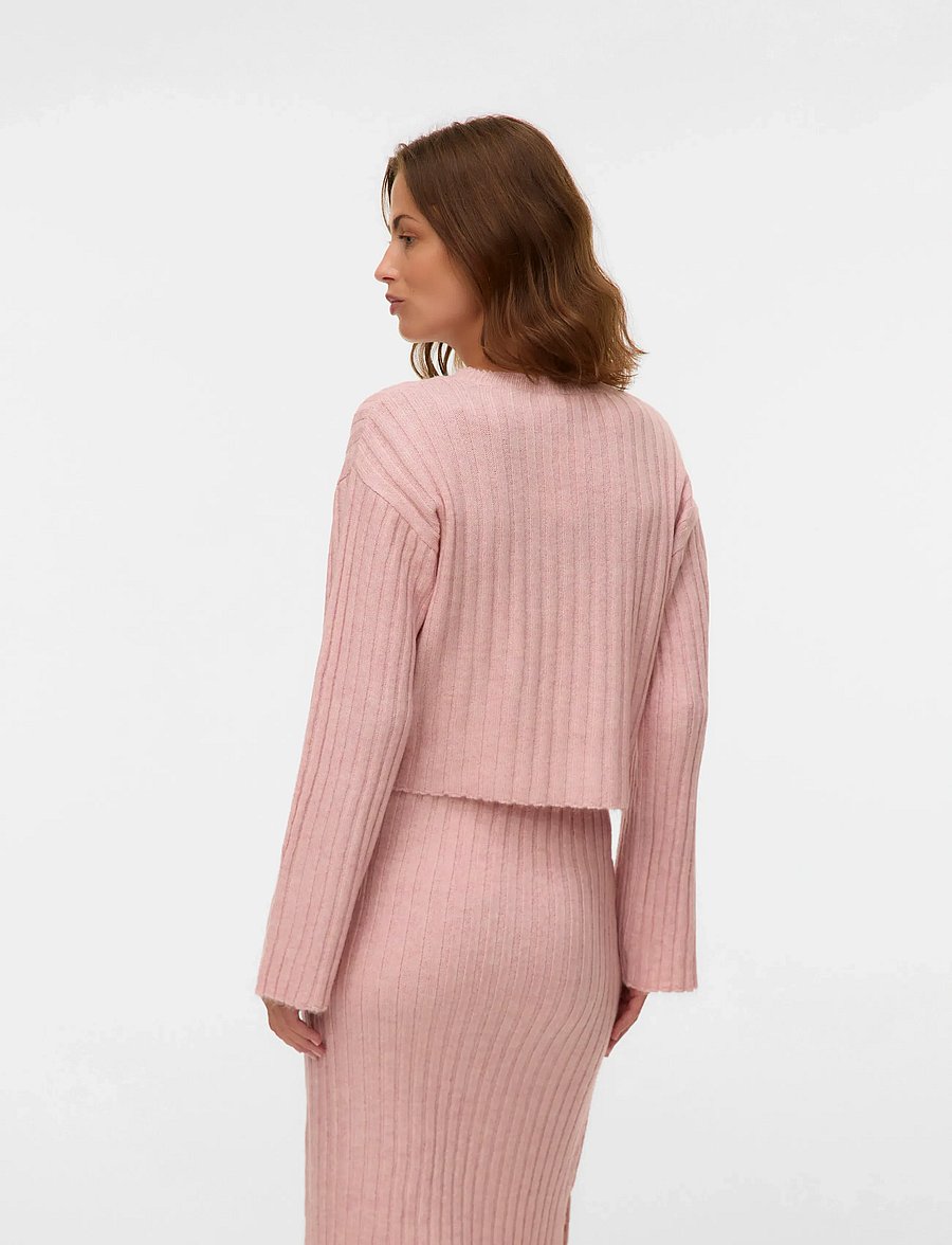 Mamalicious - MLMONIQUE L/S CROP KNIT TOP - oberteile - zephyr - 2
