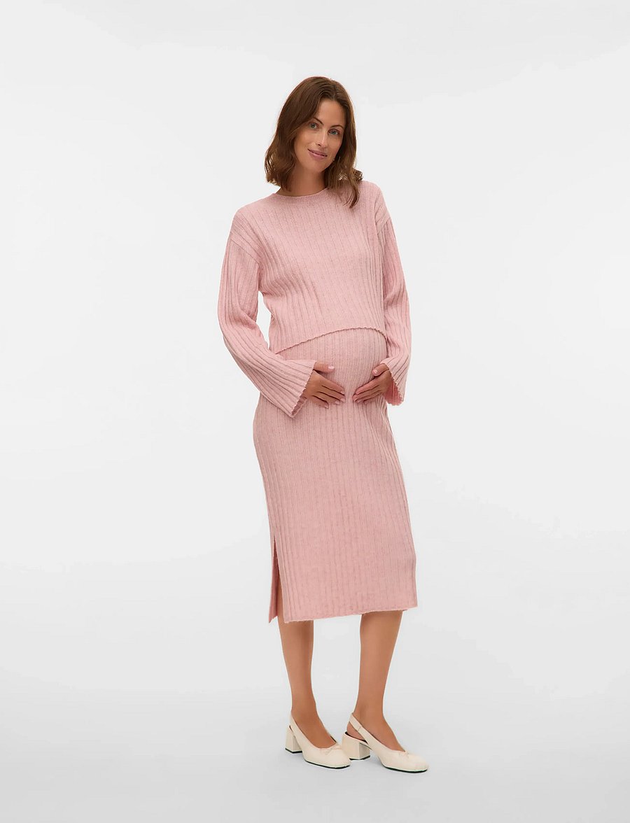 Mamalicious - MLMONIQUE L/S CROP KNIT TOP - oberteile - zephyr - 4