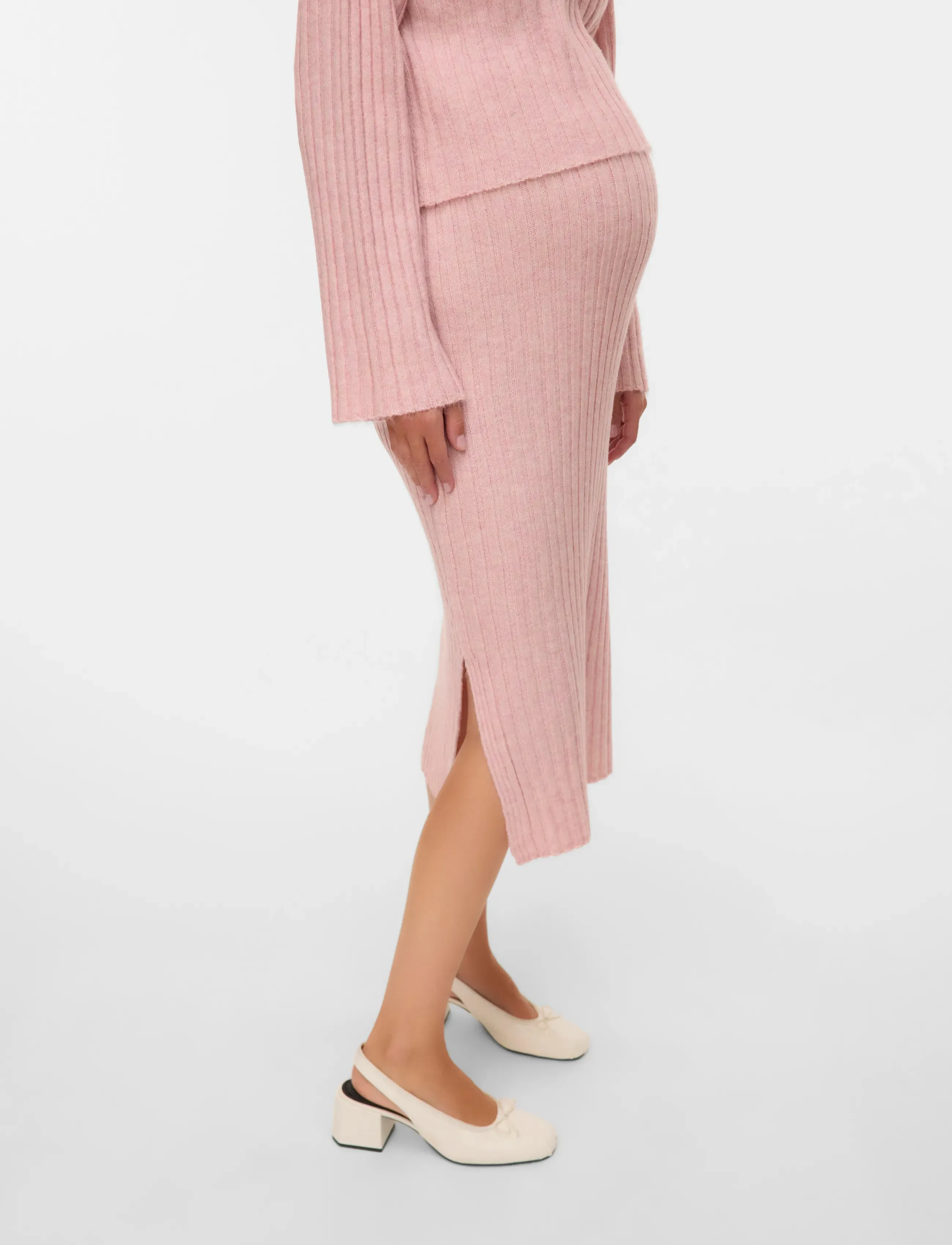 Mamalicious MLMONIQUE HW KNIT SKIRT - Adīti svārki - ZEPHYR / pink/rose