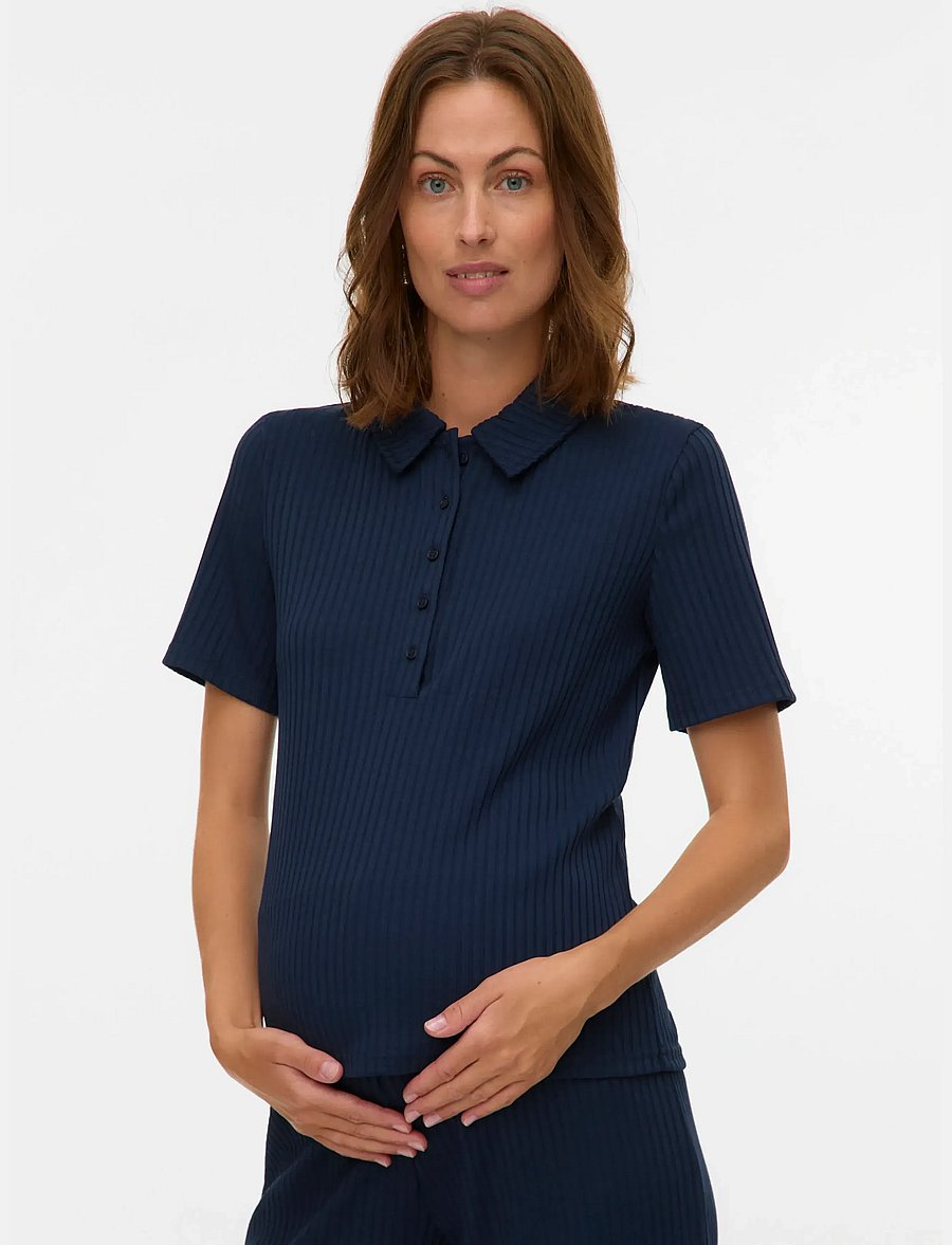 Mamalicious - MLPELLA LIA SS JRS POLO TOP 2F - oberteile - navy blazer - 0