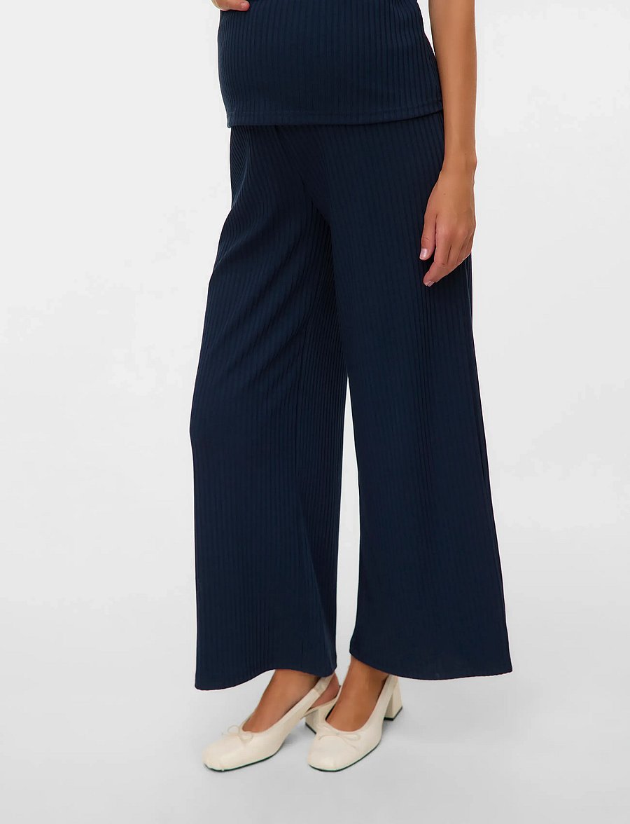 Mamalicious - MLPELLA WIDE JRS PANTS HW - hosen mit weitem bein - navy blazer - 0
