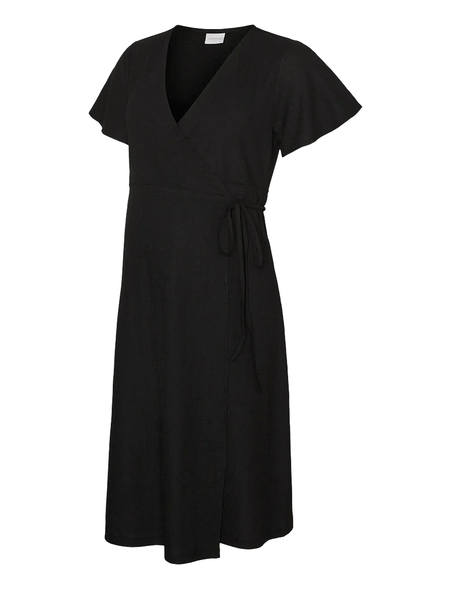 Mamalicious - MLSELIMA TESS SS JRS ABK WRAP DRESS 2F - slå-om-kjoler - black - 1