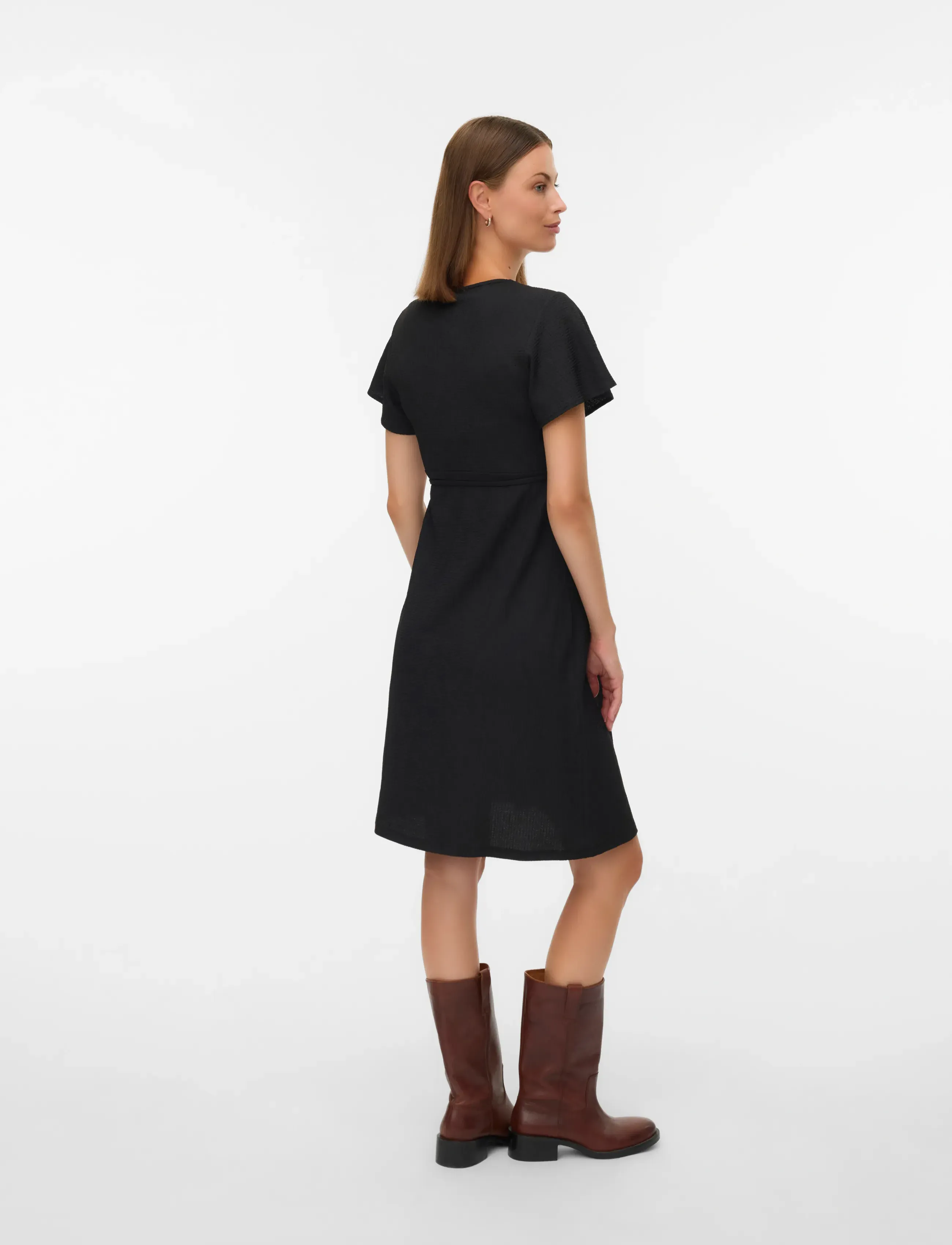 Mamalicious - MLSELIMA TESS SS JRS ABK WRAP DRESS 2F - slå-om-kjoler - black - 2