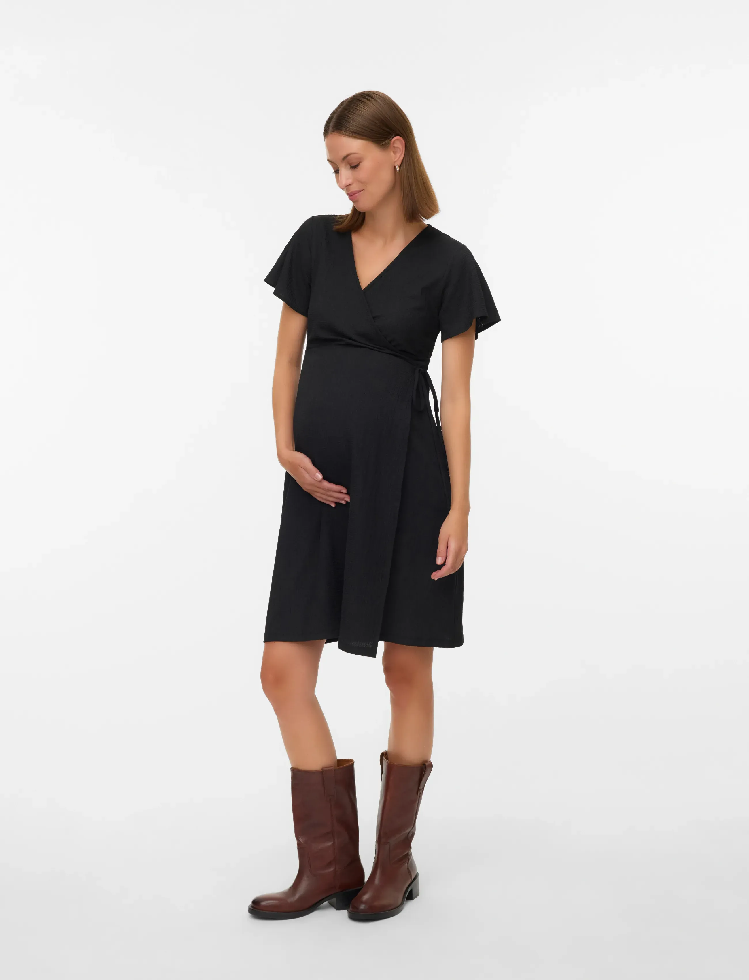 Mamalicious - MLSELIMA TESS SS JRS ABK WRAP DRESS 2F - slå-om-kjoler - black - 3