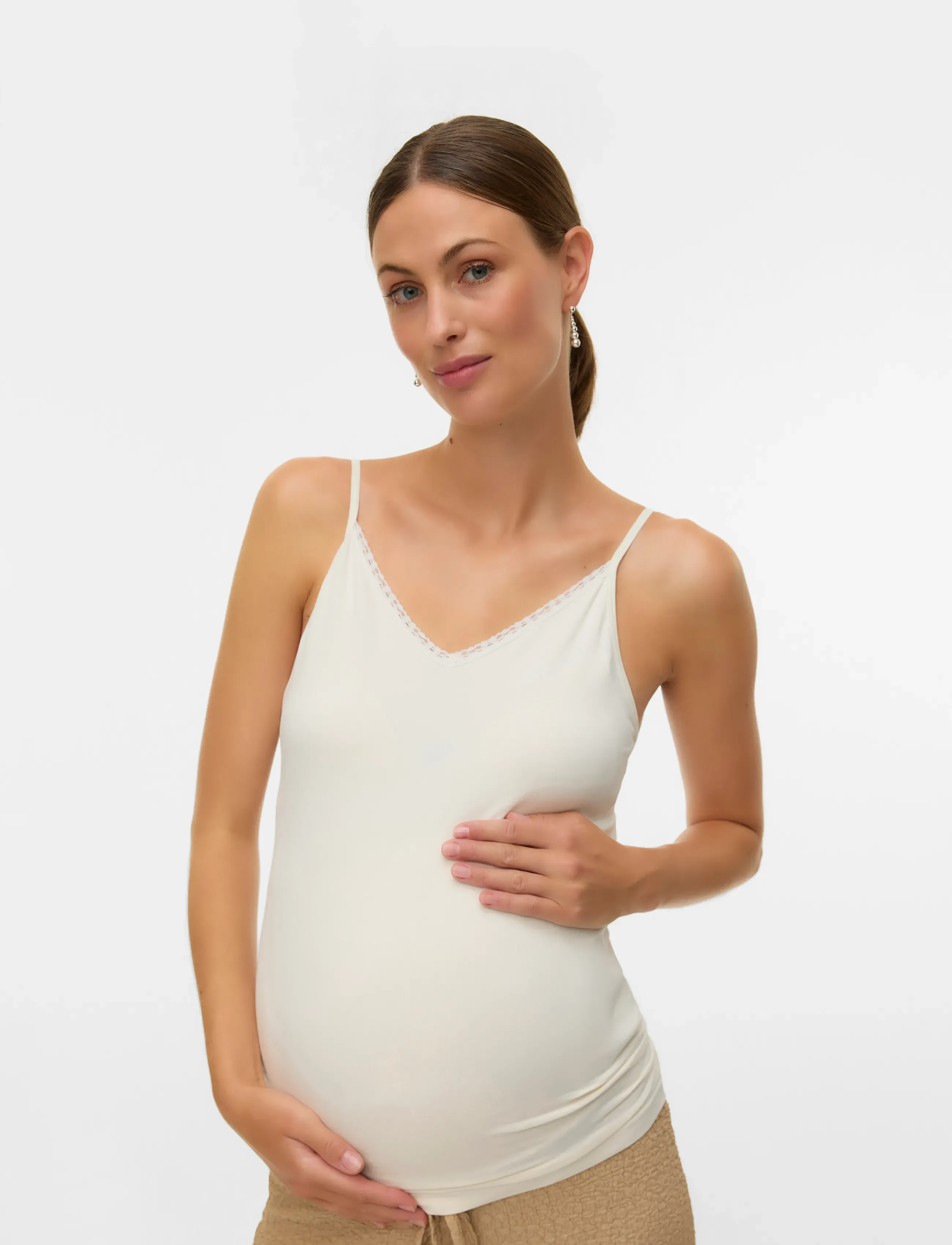 Mamalicious MLALLIE SEAMLESS STRAP TOP - T-shirts & Toppe - SNOW WHITE / white