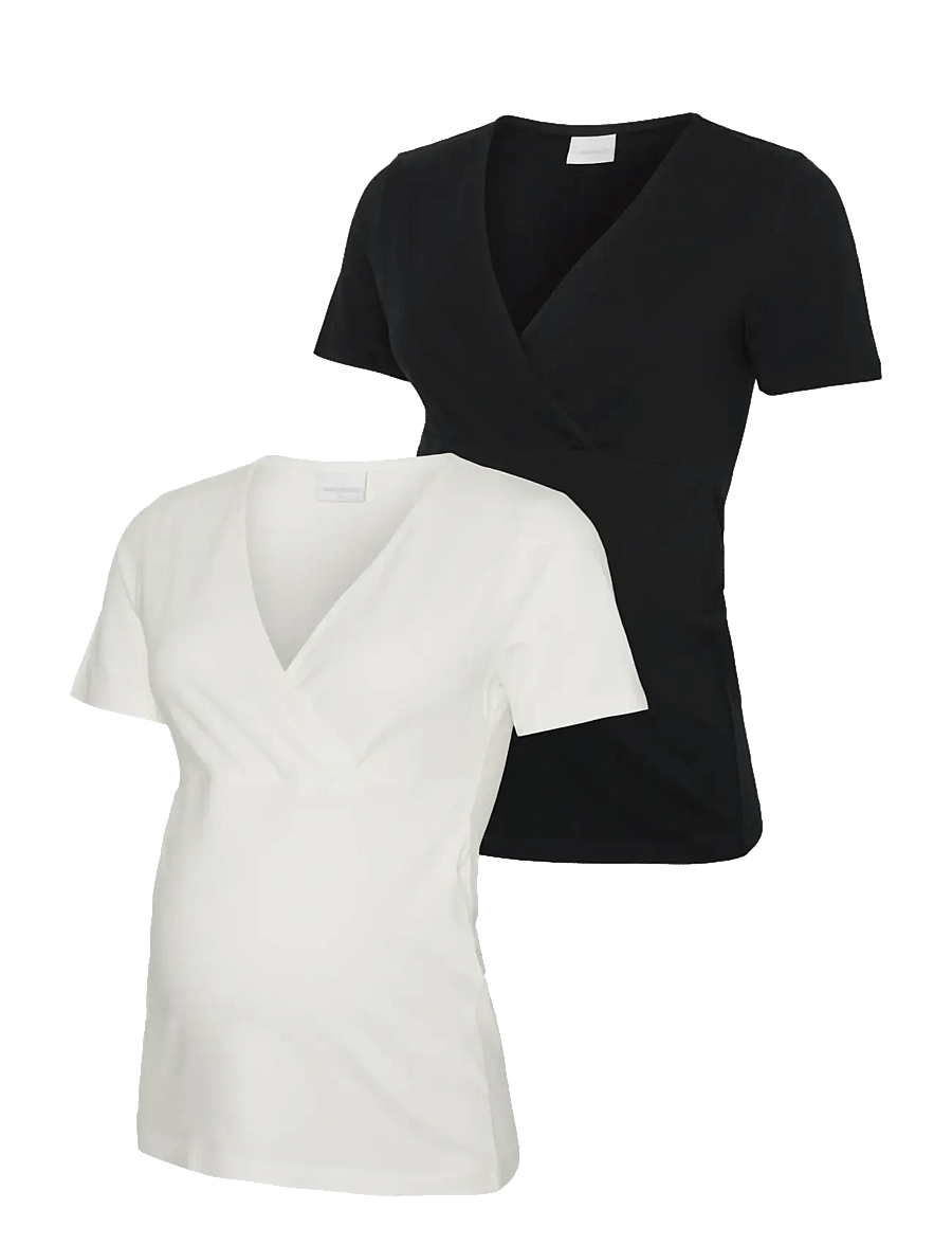 Mamalicious - MLKERRIE TESS SS JRS TOP 2F 2-P NOOS - kurzärmelige blusen - black - 1