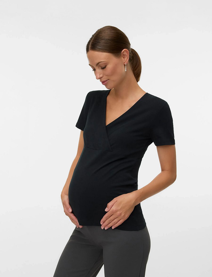 Mamalicious - MLKERRIE TESS SS JRS TOP 2F 2-P NOOS - kurzärmelige blusen - black - 5